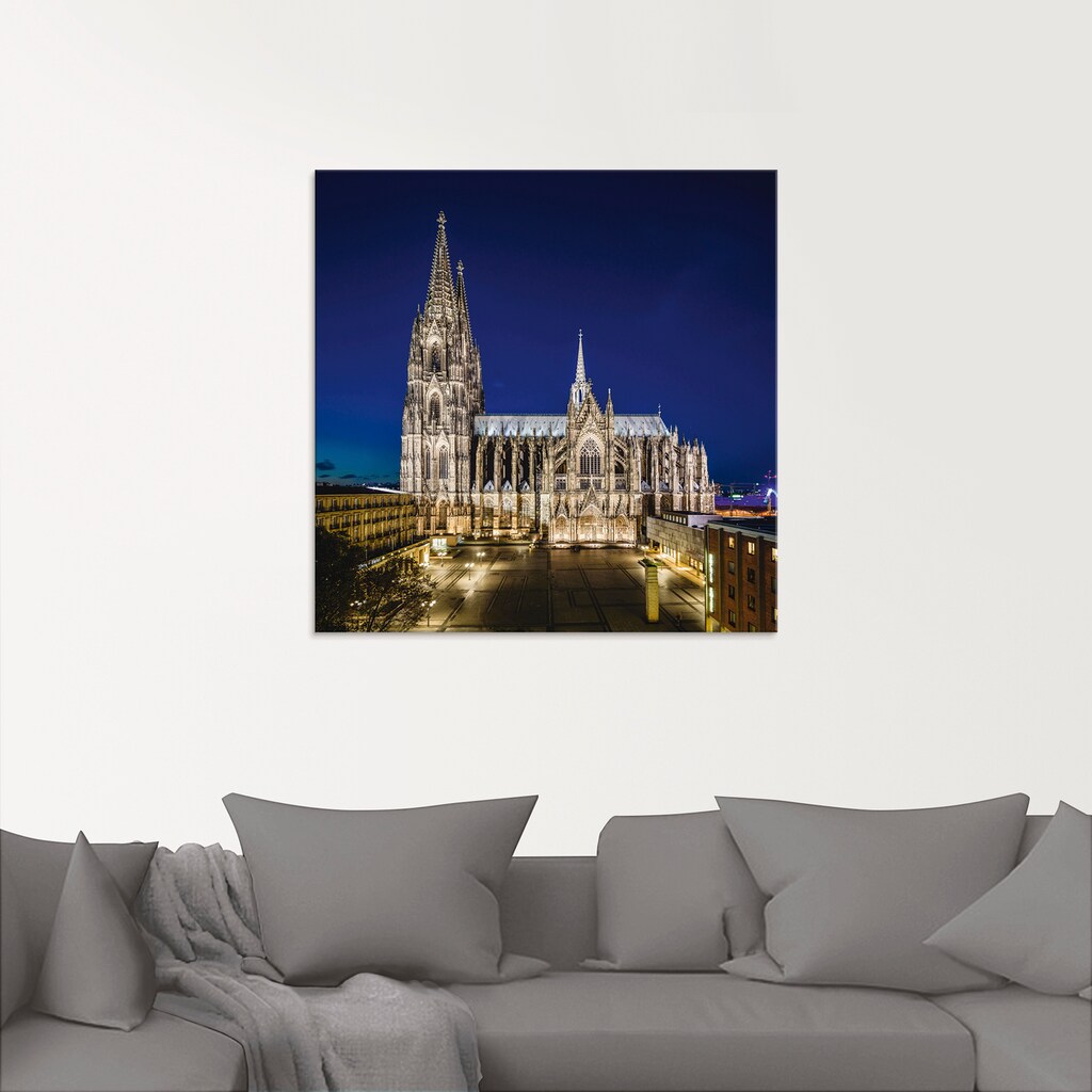 Artland Glasbild »Kölner Dom am Abend«, Gebäude, (1 St.)