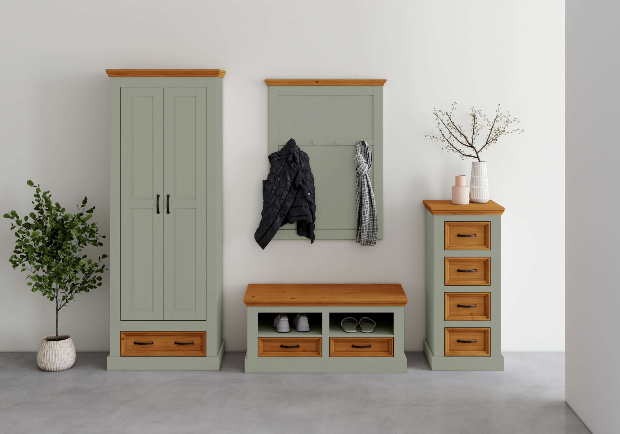 OTTO home Garderobenpaneel "Selma" aus massivem Kiefernholz, Höhe 105 cm, B günstig online kaufen