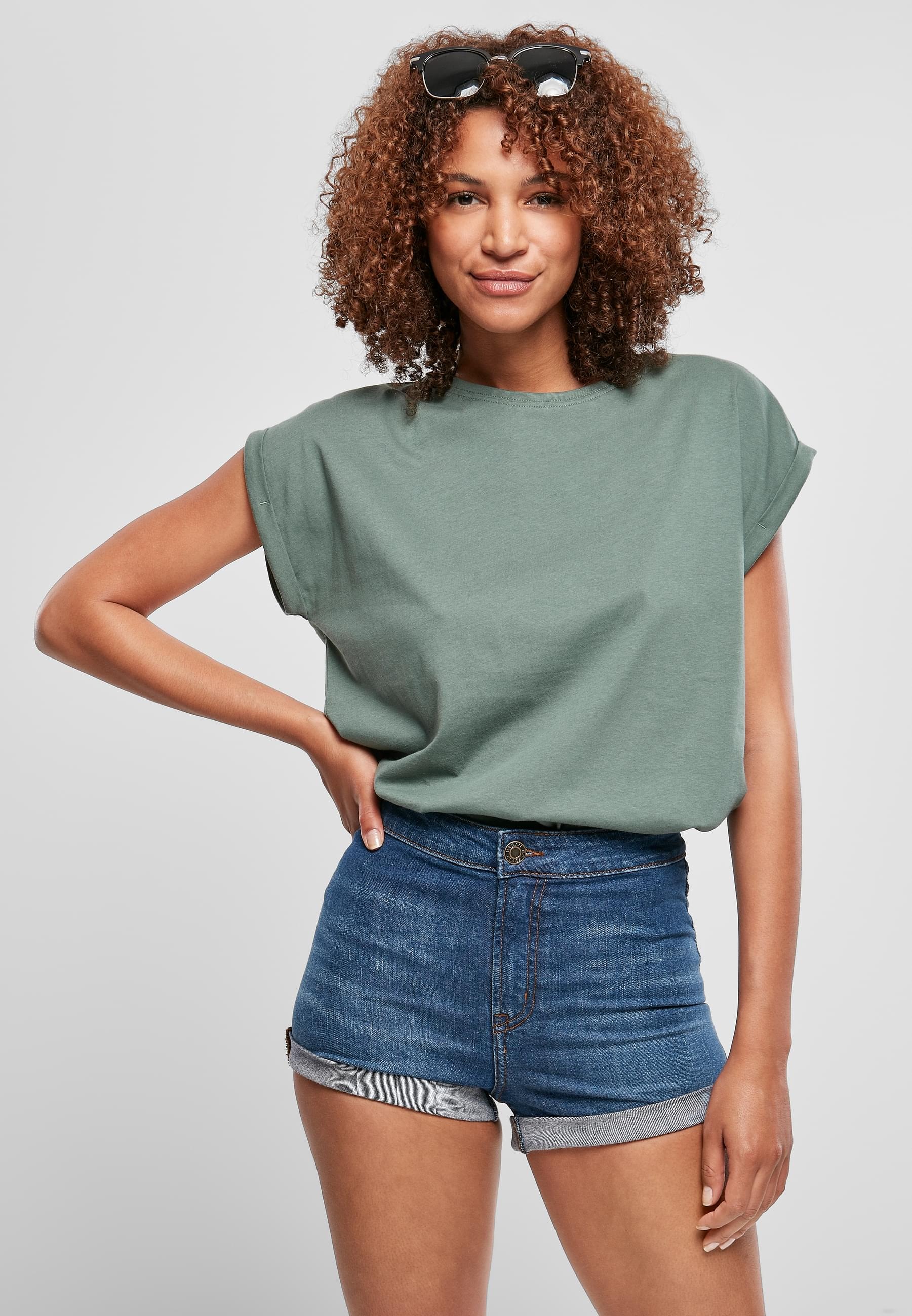 URBAN CLASSICS Kurzarmshirt »Urban Classics Damen Ladies Extended Shoulder Tee«, (1 tlg.)