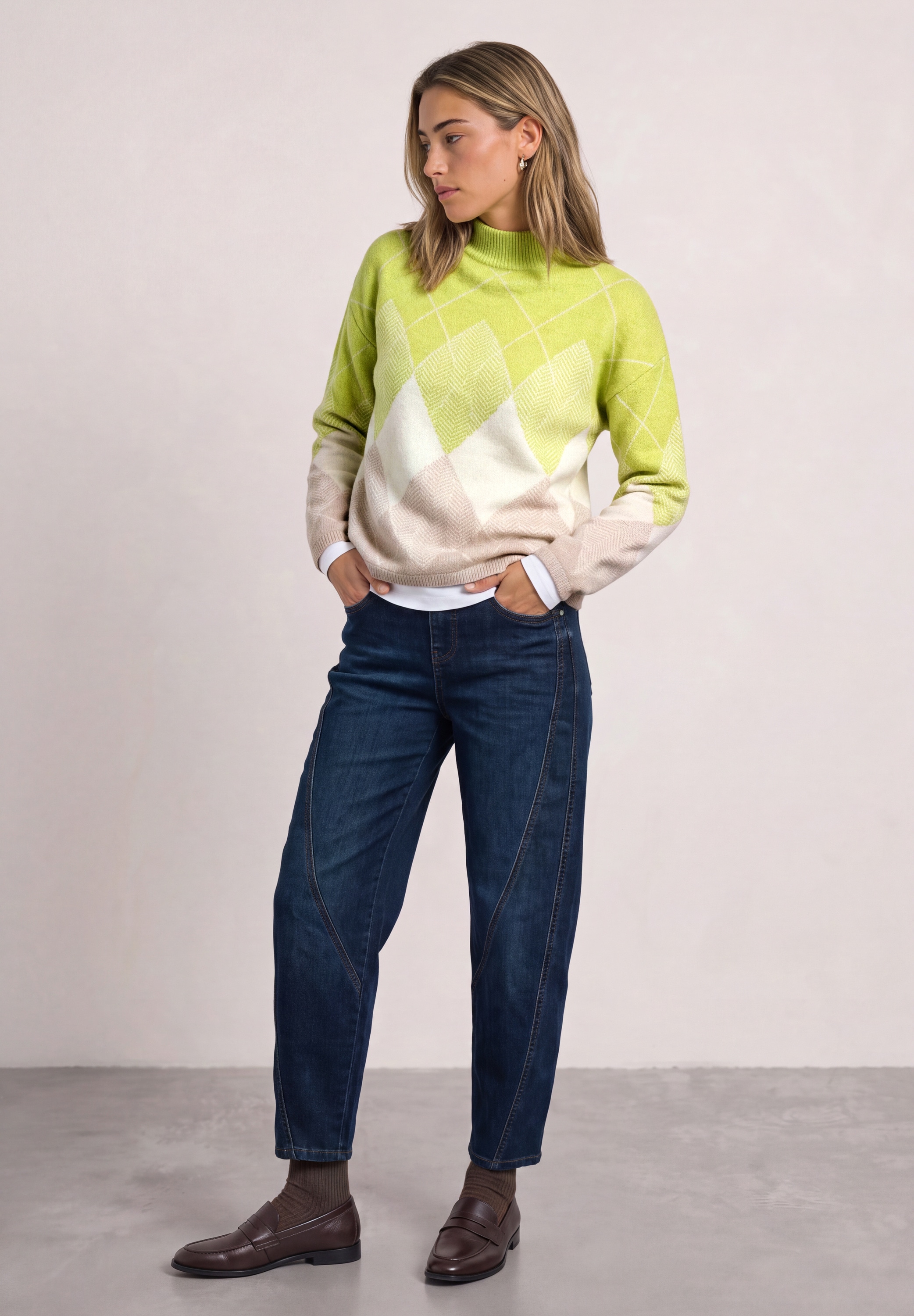 STREET ONE Stehkragenpullover aus softem Materialmix