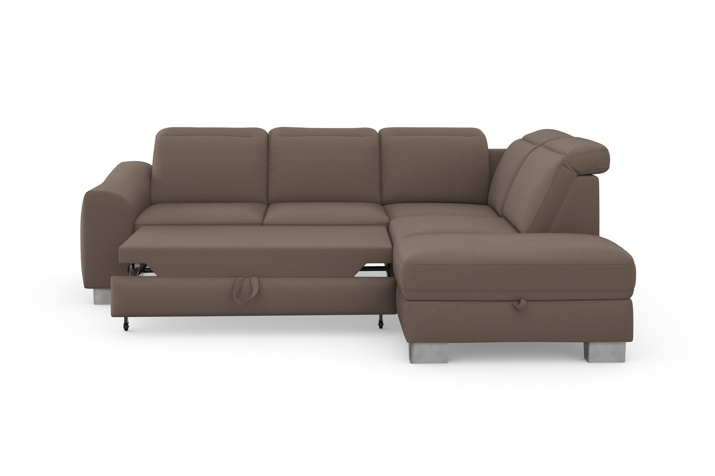sit&more Ecksofa »Dundee L-Form«, mit Federkern und Edelstahlfüßen, wahlweise mit Kopfteilverstellung