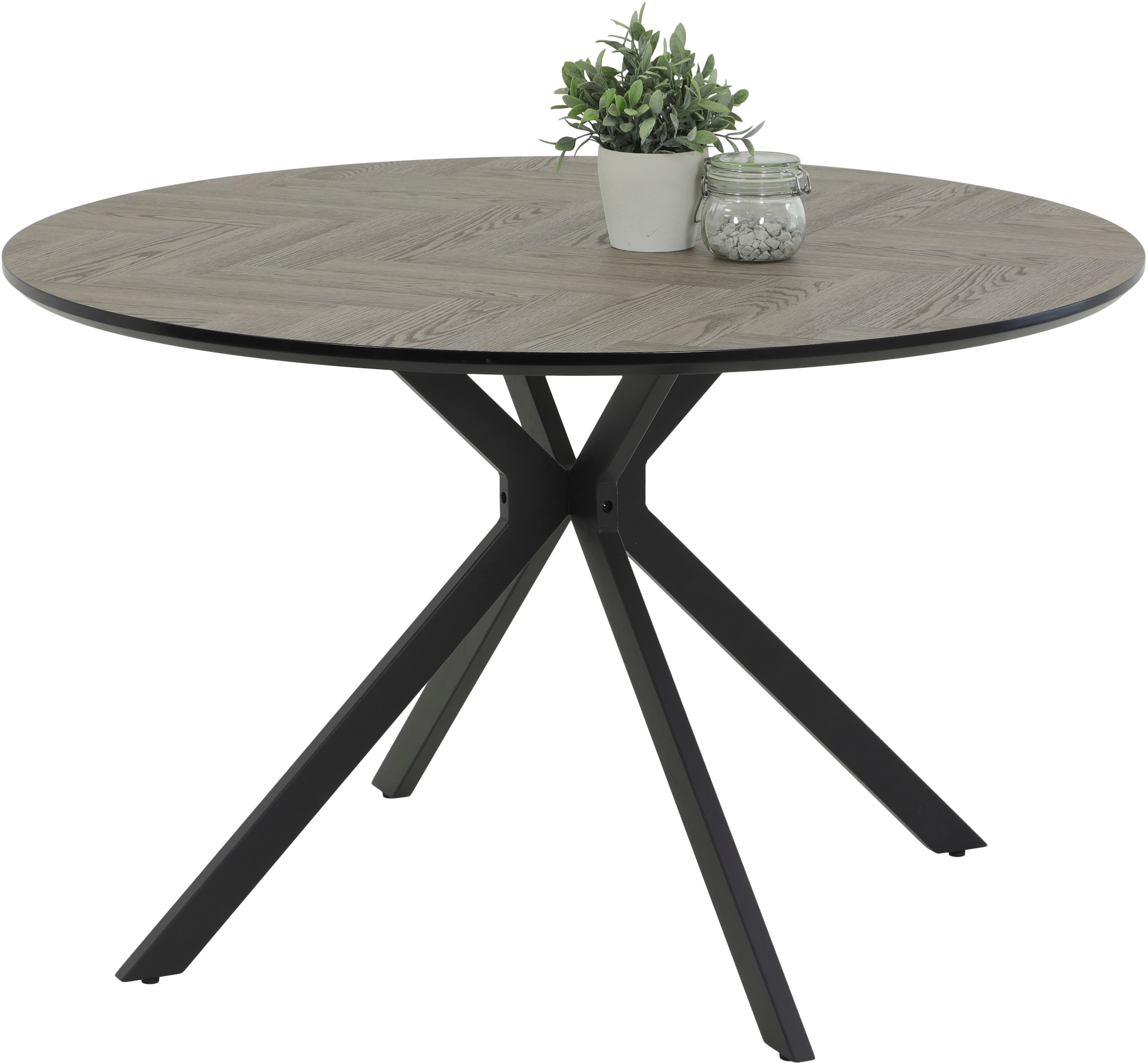 HELA Esstisch "PETRA" 1 Stk. tlg. rund, Schweizer Kante, MDF, Fischgrät Nac günstig online kaufen