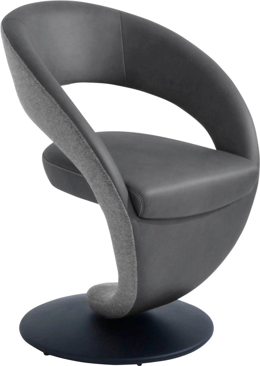 K+W Komfort & Wohnen 1100000002199 "Wave, Drehstuhl, Polsterstuhl" () Design-Drehstuhl, Drehteller in Metall schwarz, Farbkombination