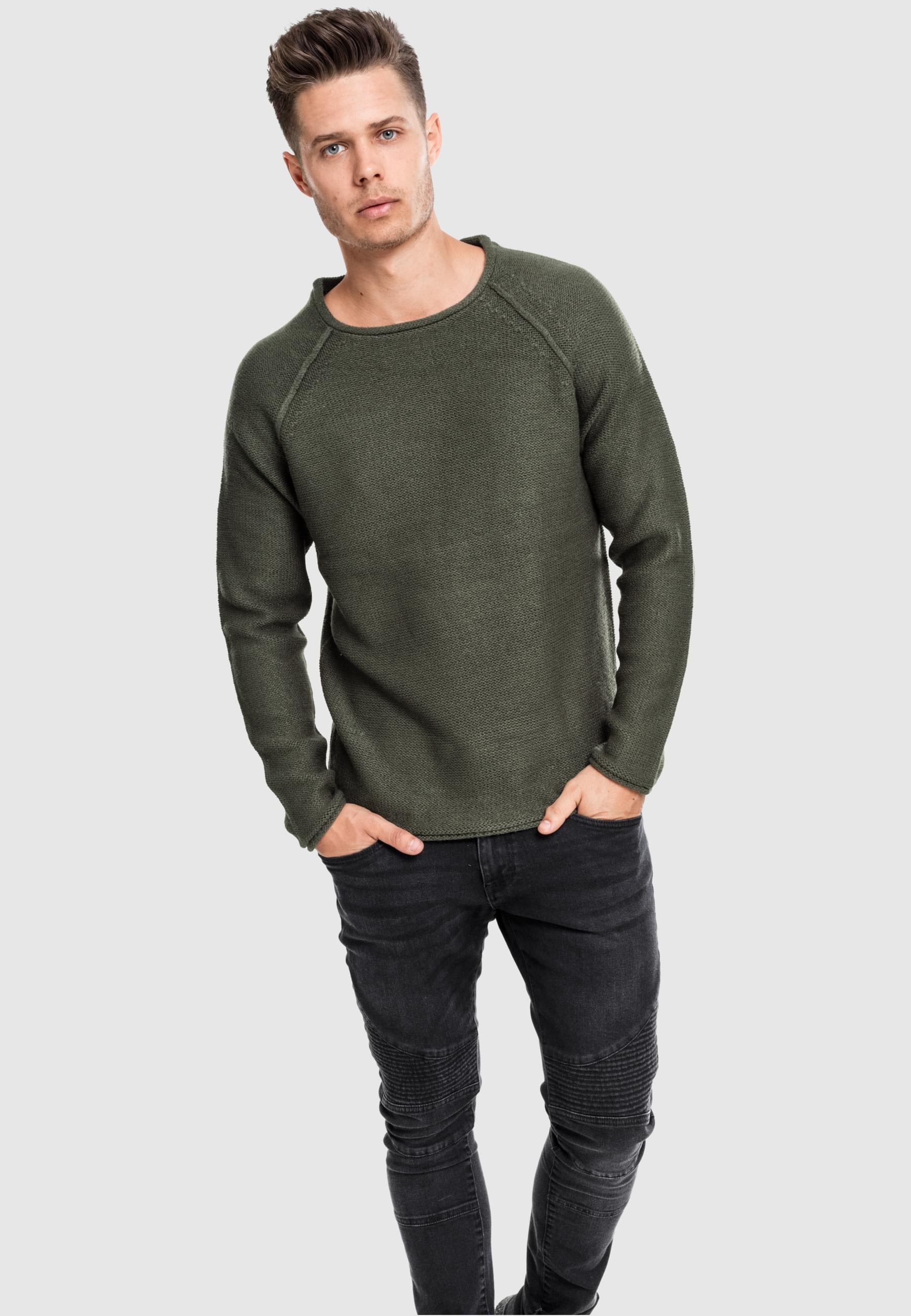URBAN CLASSICS Rundhalspullover »Urban Classics Herren Raglan Wideneck Sweater«, (1 tlg.)
