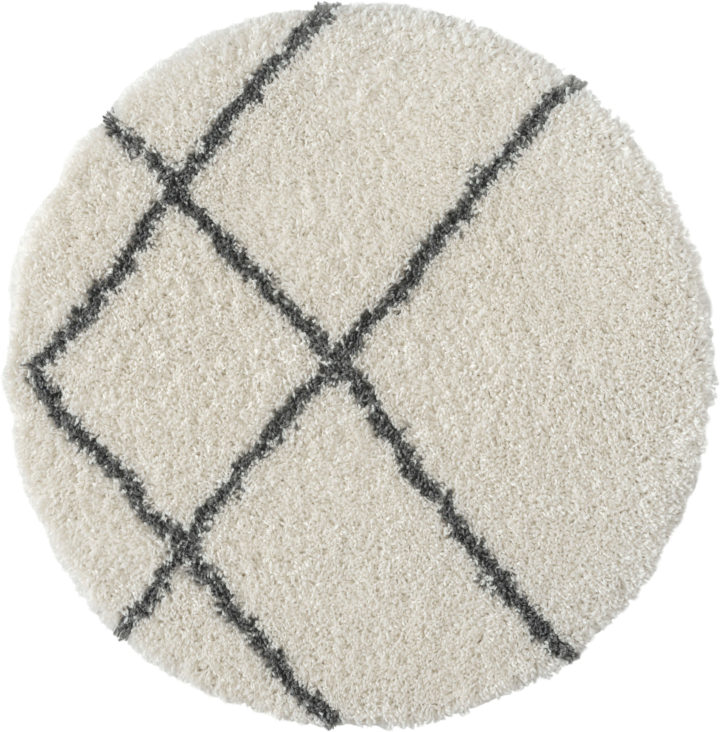 Myflair Möbel & Accessoires Hochflor-Teppich »My Shaggy Raute« rund 37 mm Höhe Shaggy, Scandi Rauten Design, leicht glänzend, extra flauschig