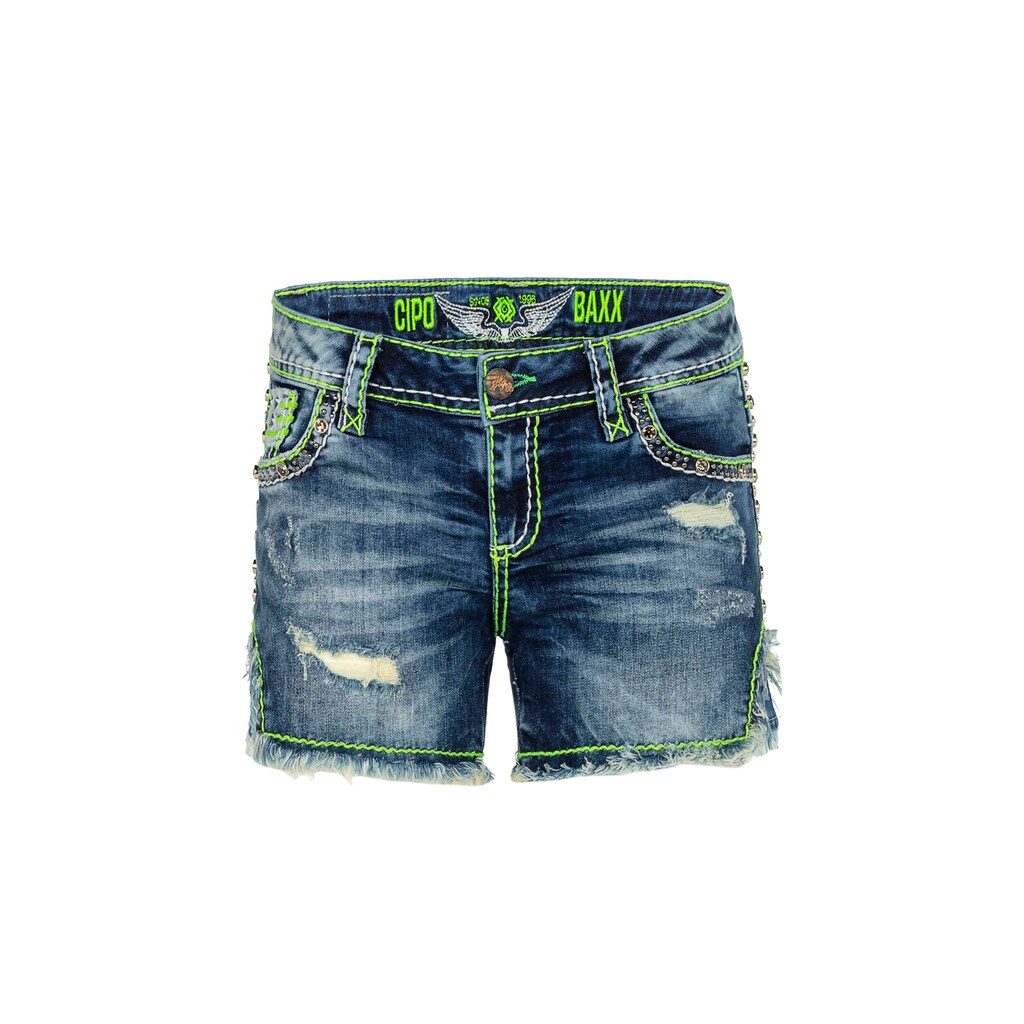 Cipo & Baxx Shorts, mit cooler Neon-Naht