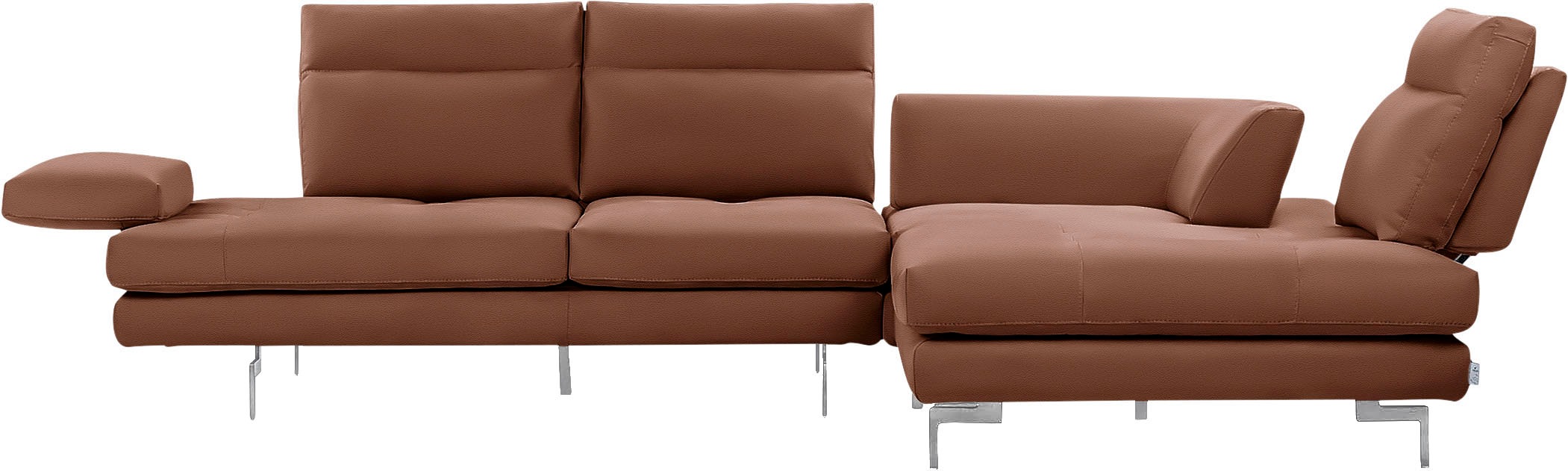 CALIA ITALIA Ecksofa »Toby Wing, L-Form, Designsofa mit sensationellem Sitzkomfort«, Sitztiefenverstell.,wahlw. mit Kissen-Set, Füße chrom glänzend