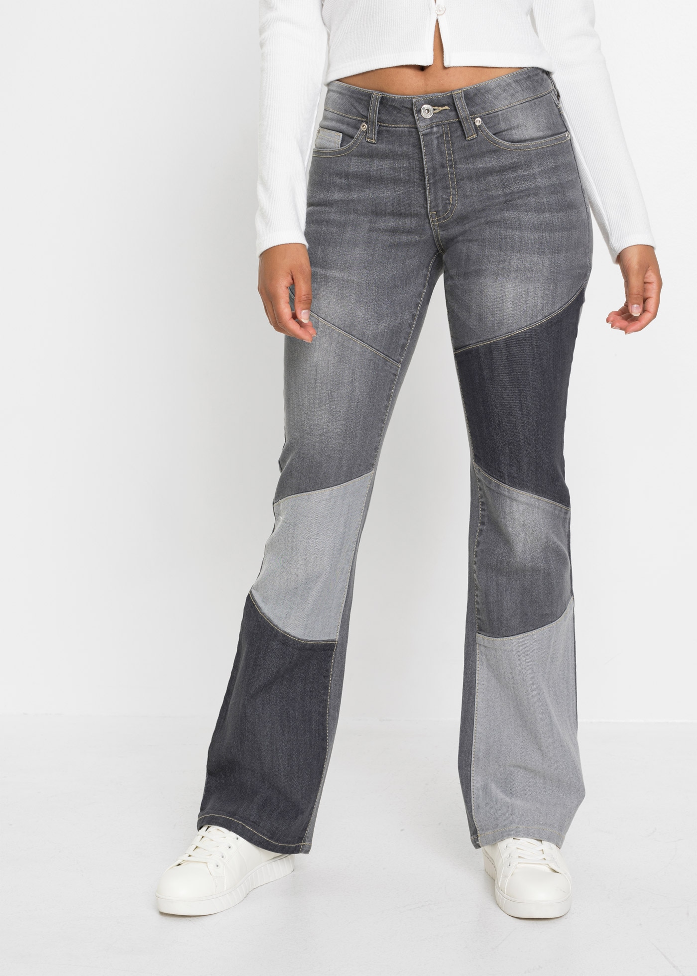 bonprix Schlagjeans "Flared-Jeans Mid Waist", Flared-Jeans Mid Waist günstig online kaufen