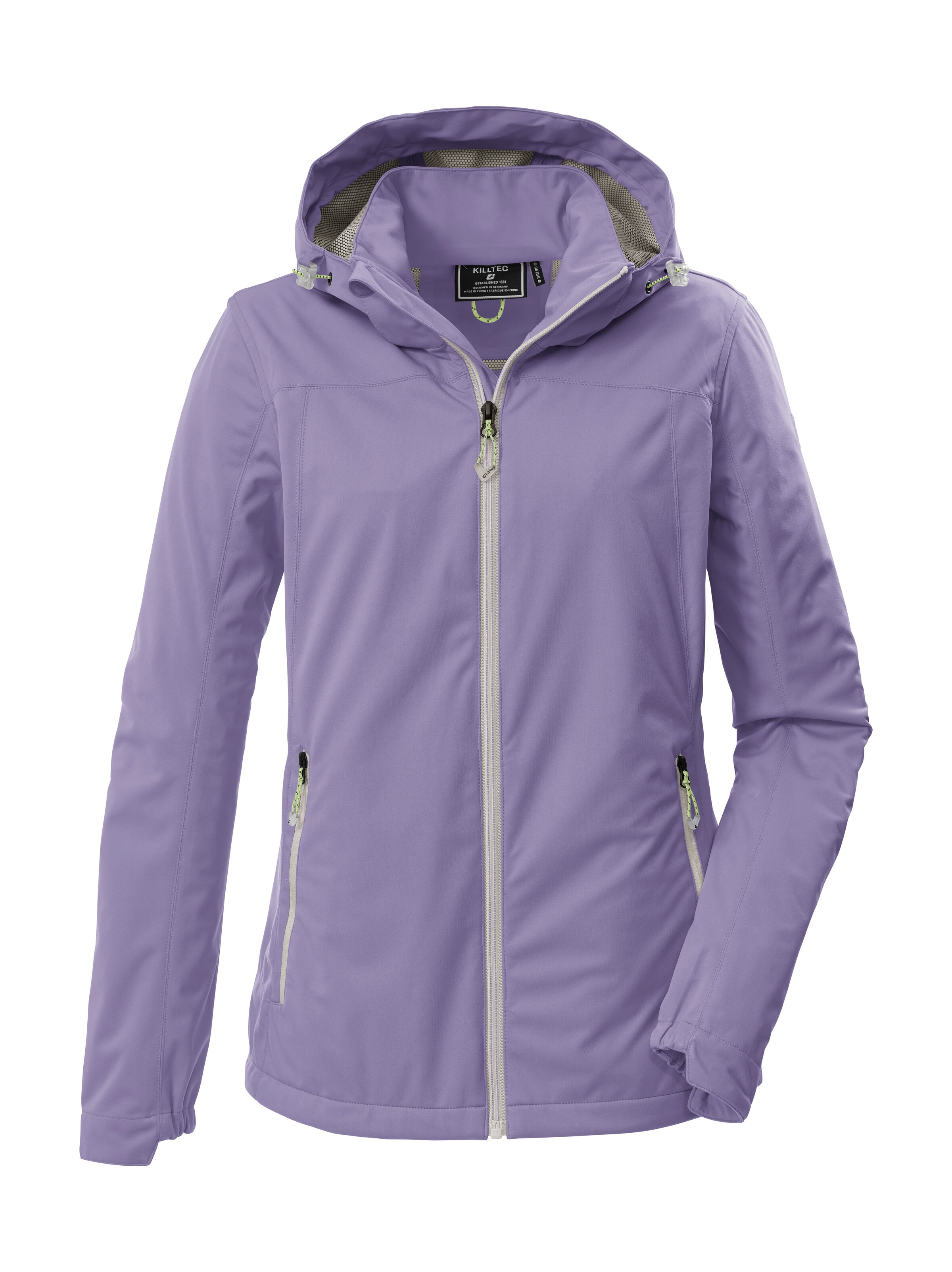 Killtec Softshelljacke "KOS 69 WMN SFTSHLL JCKT" Winddichte, wasserabweisende Damenjacke mit abnehmbarer Kapuze