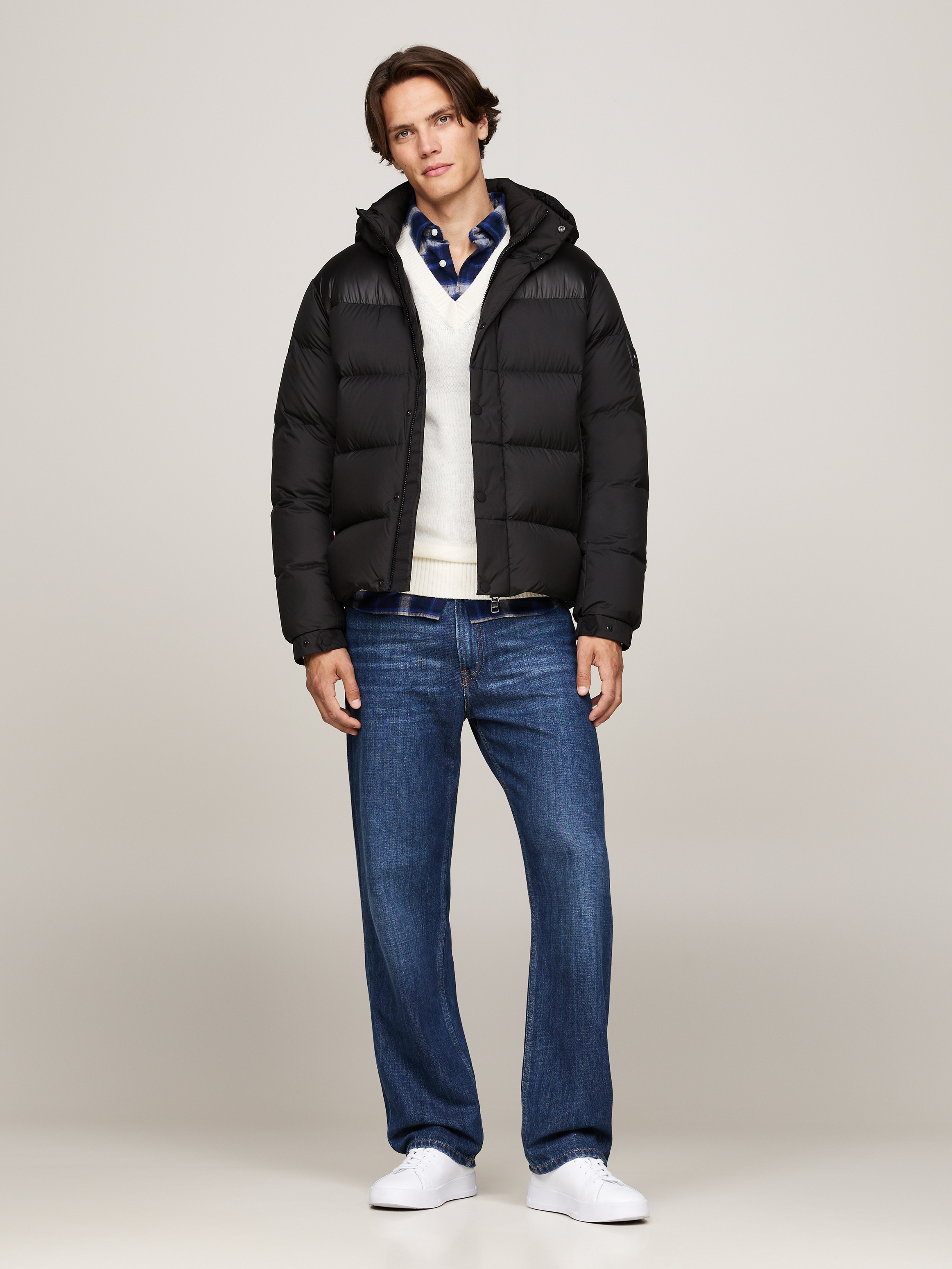 Tommy Hilfiger Steppjacke »MIX DOWN HOODED PUFFER JACKET«, mit Kapuze, mit abnehmbarer Kapuze