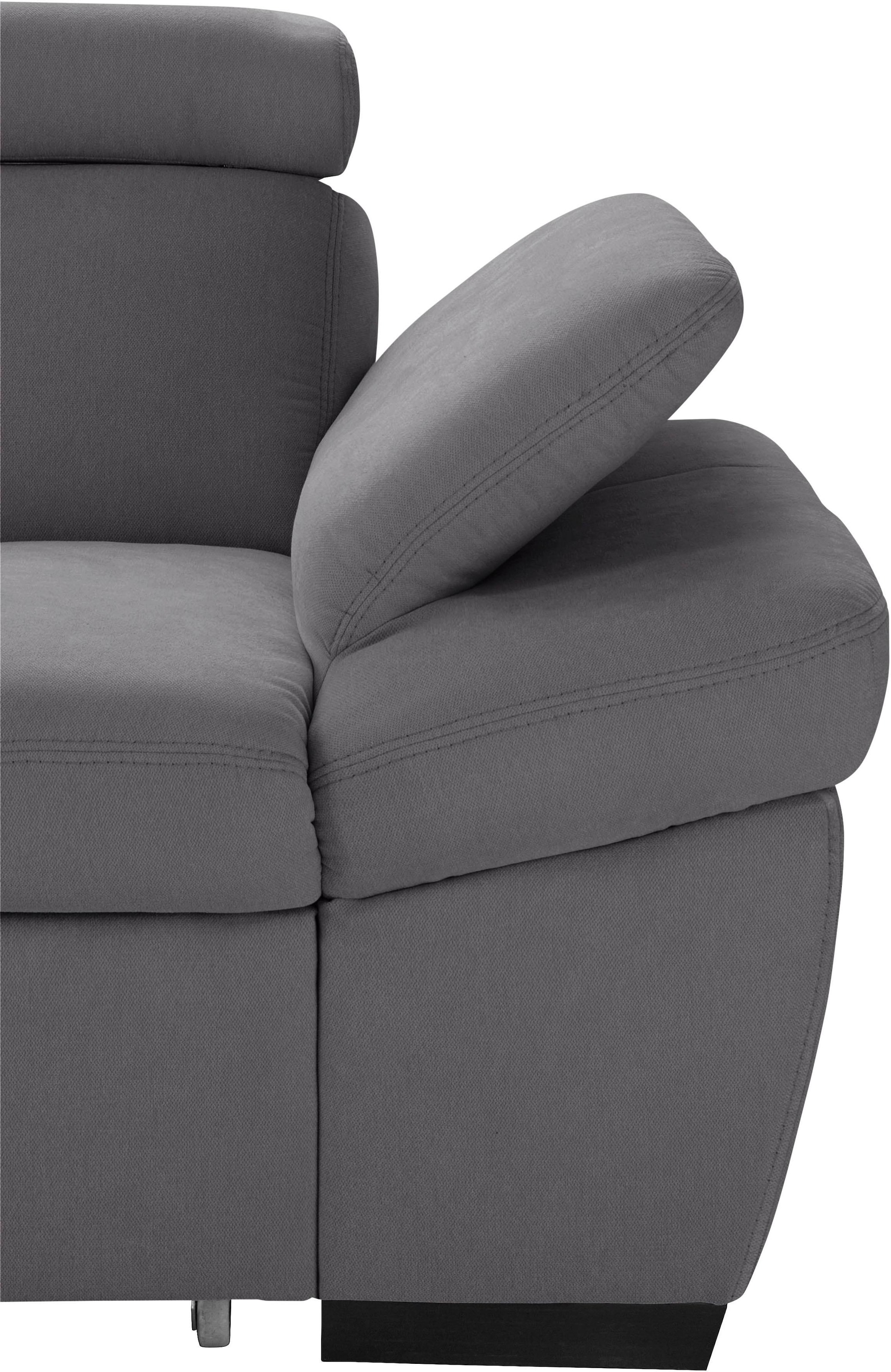 exxpo - sofa fashion Ecksofa »Salerno, klassisch modernes Funktionssofa, hoher Sitzkomfort, L-Form«, inkl. Kopf- und Armteilverstellung, wahlweise mit Bettfunktion