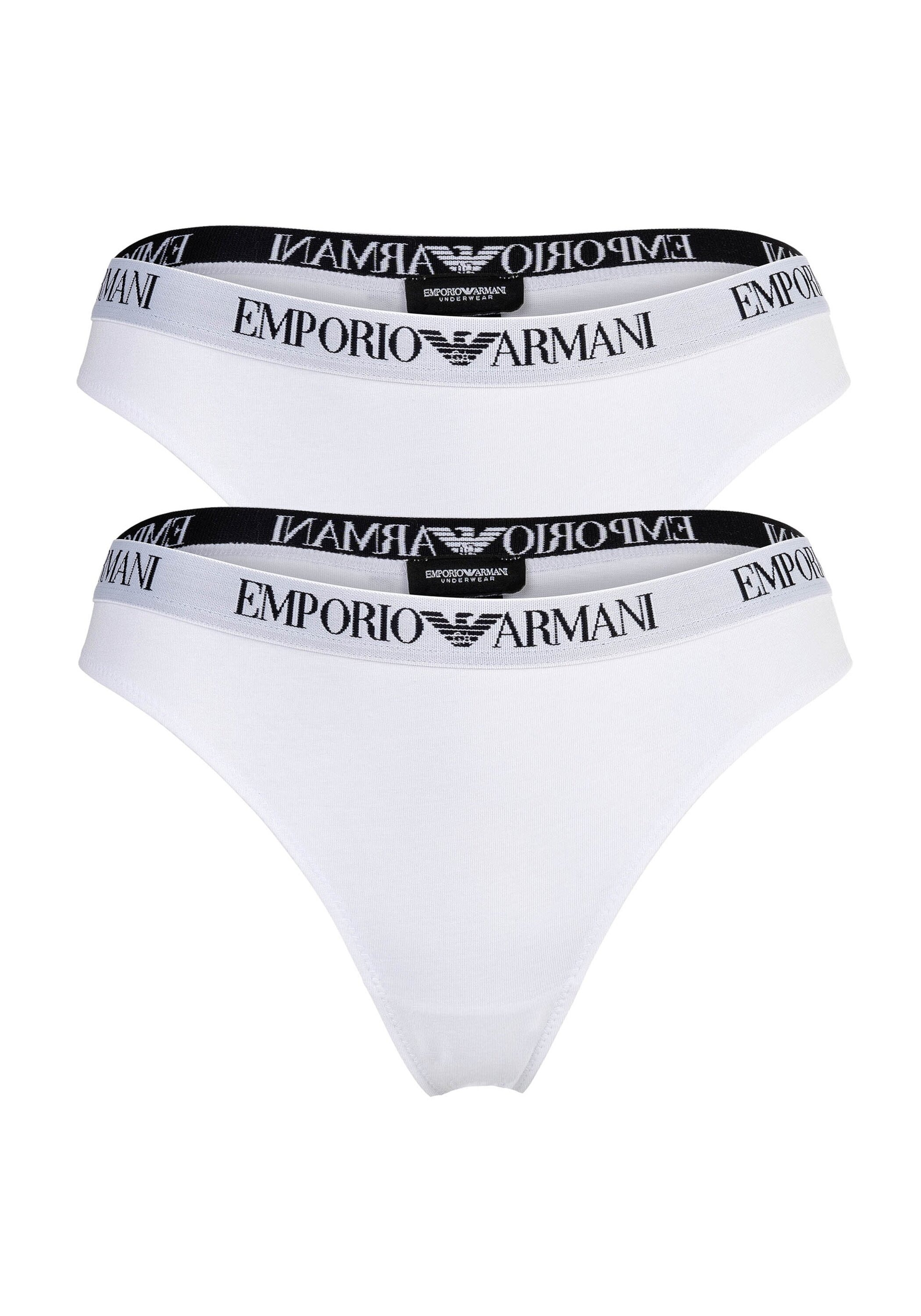 EMPORIO ARMANI Damen String "String ESSENTIAL COTTON 2er Pack", Gr. Sweiß, Obermaterial: 95% Baumwolle CO. 5% Elasthan EL., Unterhosen