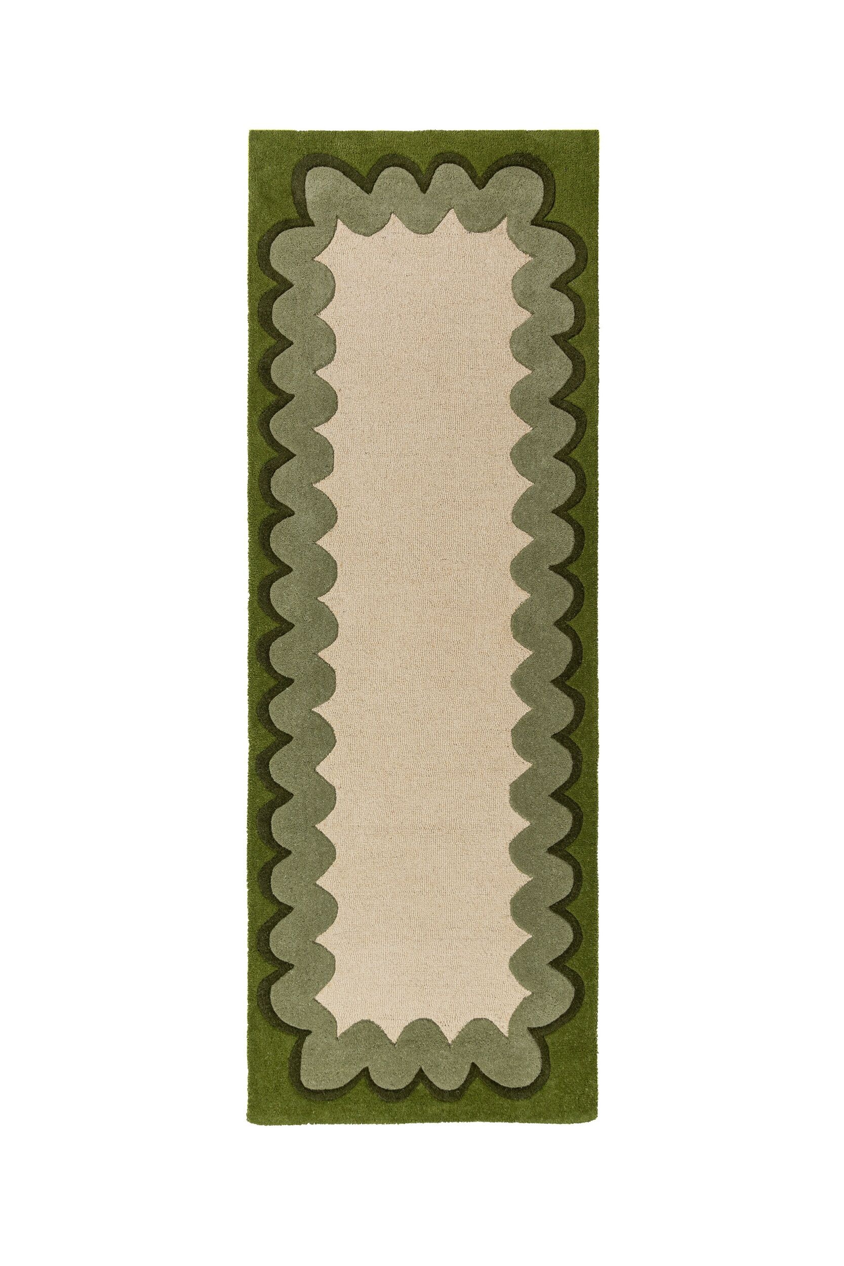 FLAIR RUGS Wollteppich »WIGGLE« rechteckig 8 mm Höhe mit gewelltem Wellenrand; auch als Läufer und in rund