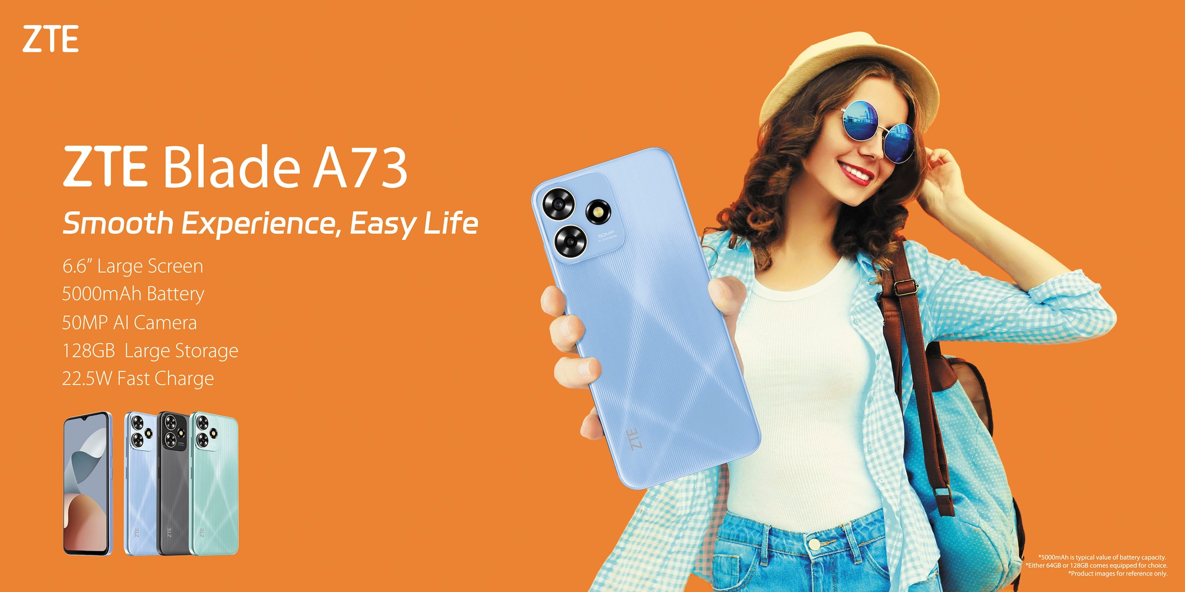 ZTE Smartphone »Blade A73«, blau, 16,76 cm/6,6 Zoll, 128 GB Speicherplatz, 50  MP Kamera | BAUR