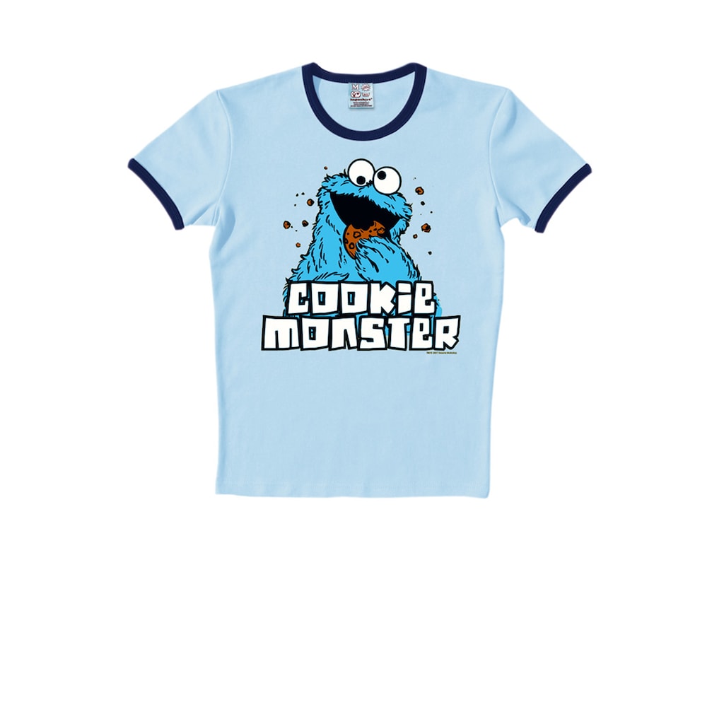 LOGOSHIRT T-Shirt »Cookie Monster«, mit farblich abgesetzten Bündchen