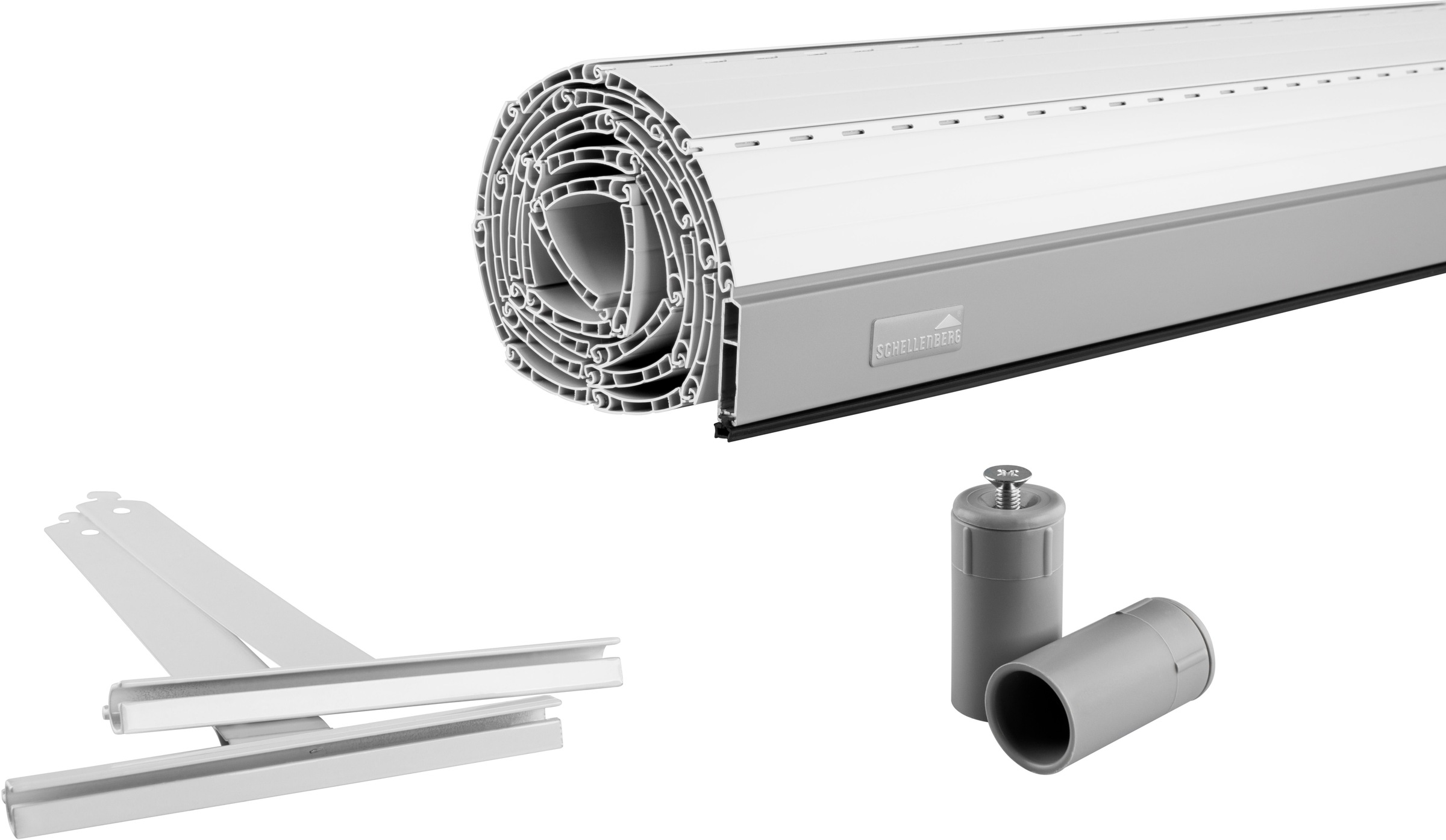 SCHELLENBERG Rollladenpanzer »Set für Fenster, Maxi System für 60 mm Stahlrohrwelle«, (1 tlg.), PVC Jalousie inkl. Zubehör