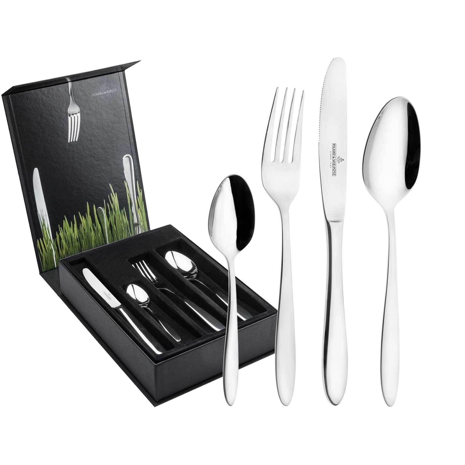 Picard & Wielpütz Solingen Besteck-Set "Tafelbesteck inkl. Besteckbox Bozen 24er Set silber" Spülmaschinengeeignet