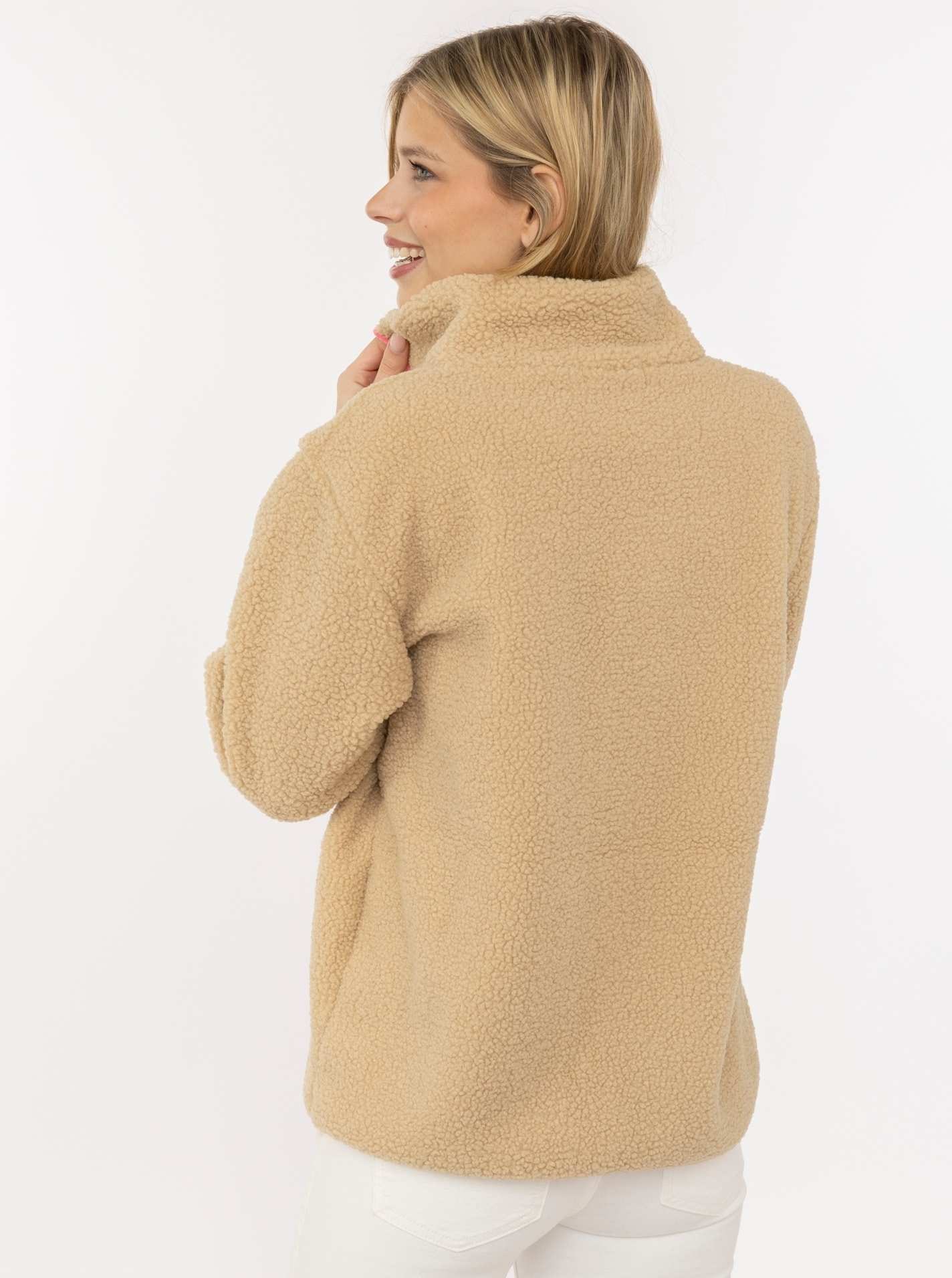 Zwillingsherz Kapuzensweatjacke »"Classic"« kuscheliges Teddy-Fleece , Kontrastdetails, Brutstasche, Stehkragen