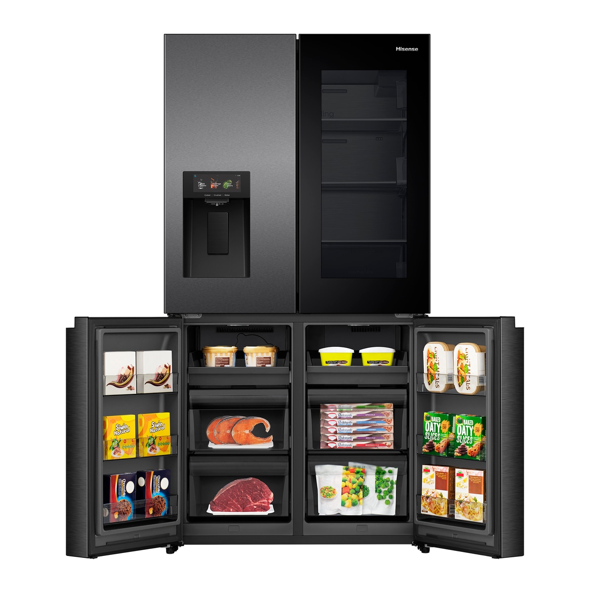 Hisense Multi Door »RQ600P7SKE« 179 cm hoch 91,4 cm breit PureViewDoor - immer sehen was im Kühlschrank ist