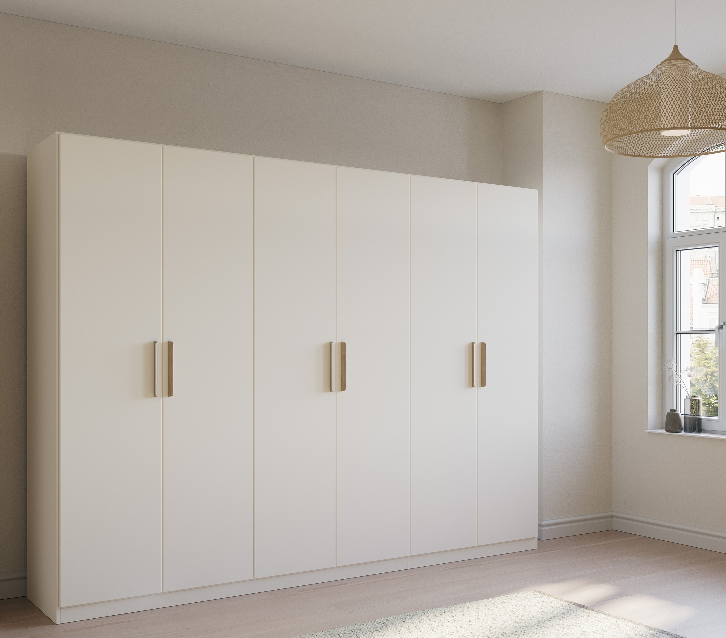 rauch Kleiderschrank »Skandi by Quadra Spin Schlafzimmerschrank«, im Landhaus-Stil mit Massivholzgriffen aus Wildeiche