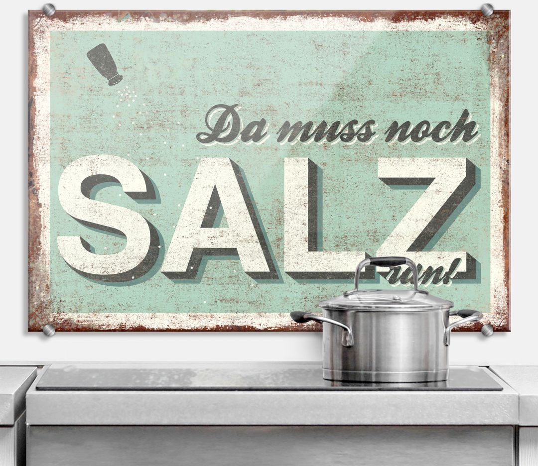 Wall-Art Küchenrückwand »Spruch Da muss noch Salz ran«, (1 tlg.), Herd Waschbecken Wandschutz