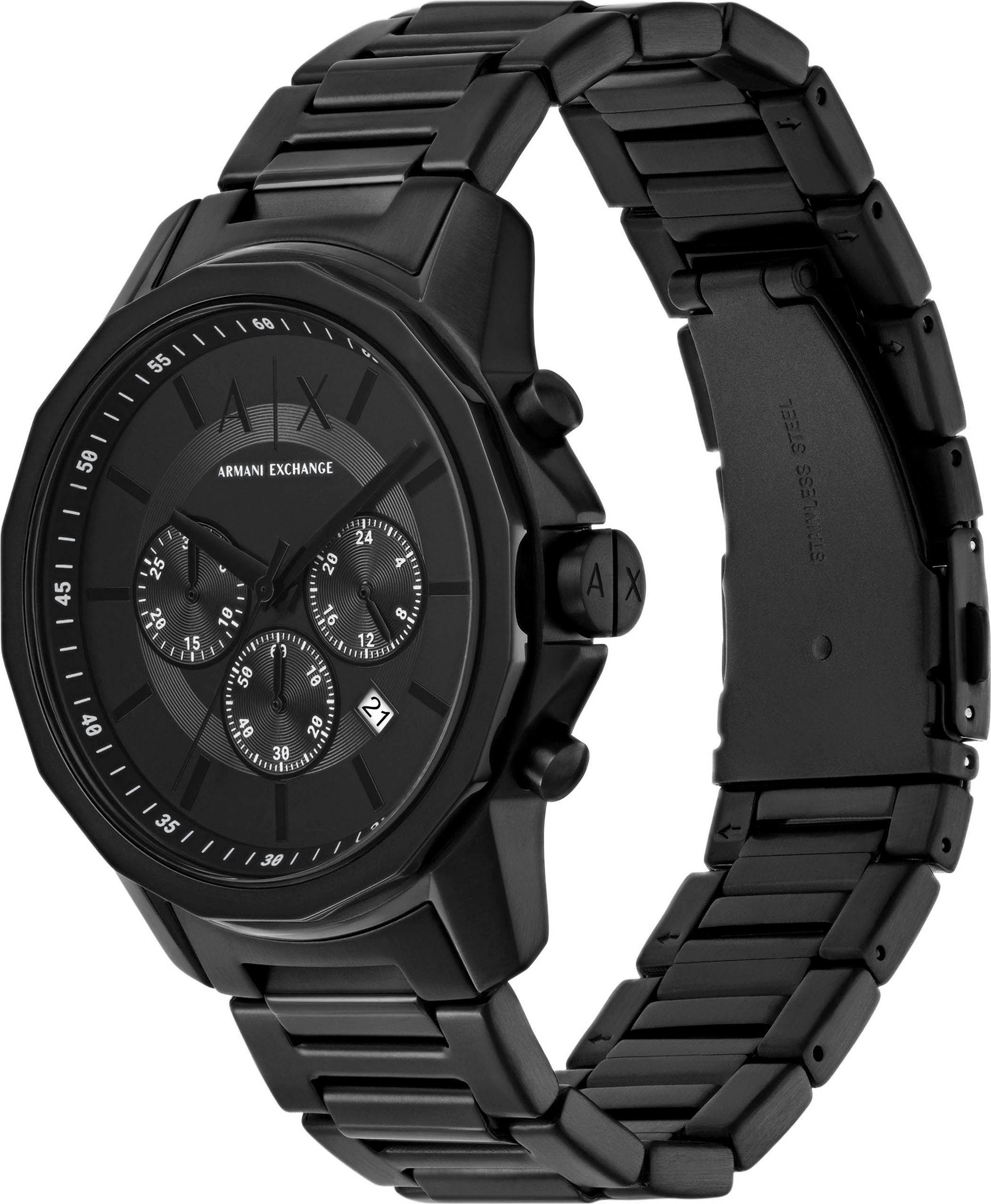 ARMANI EXCHANGE Chronograph, (Set, 2 tlg., mit Armband), Armbanduhr, Herrenuhr, Edelstahlarmband, Geschenk