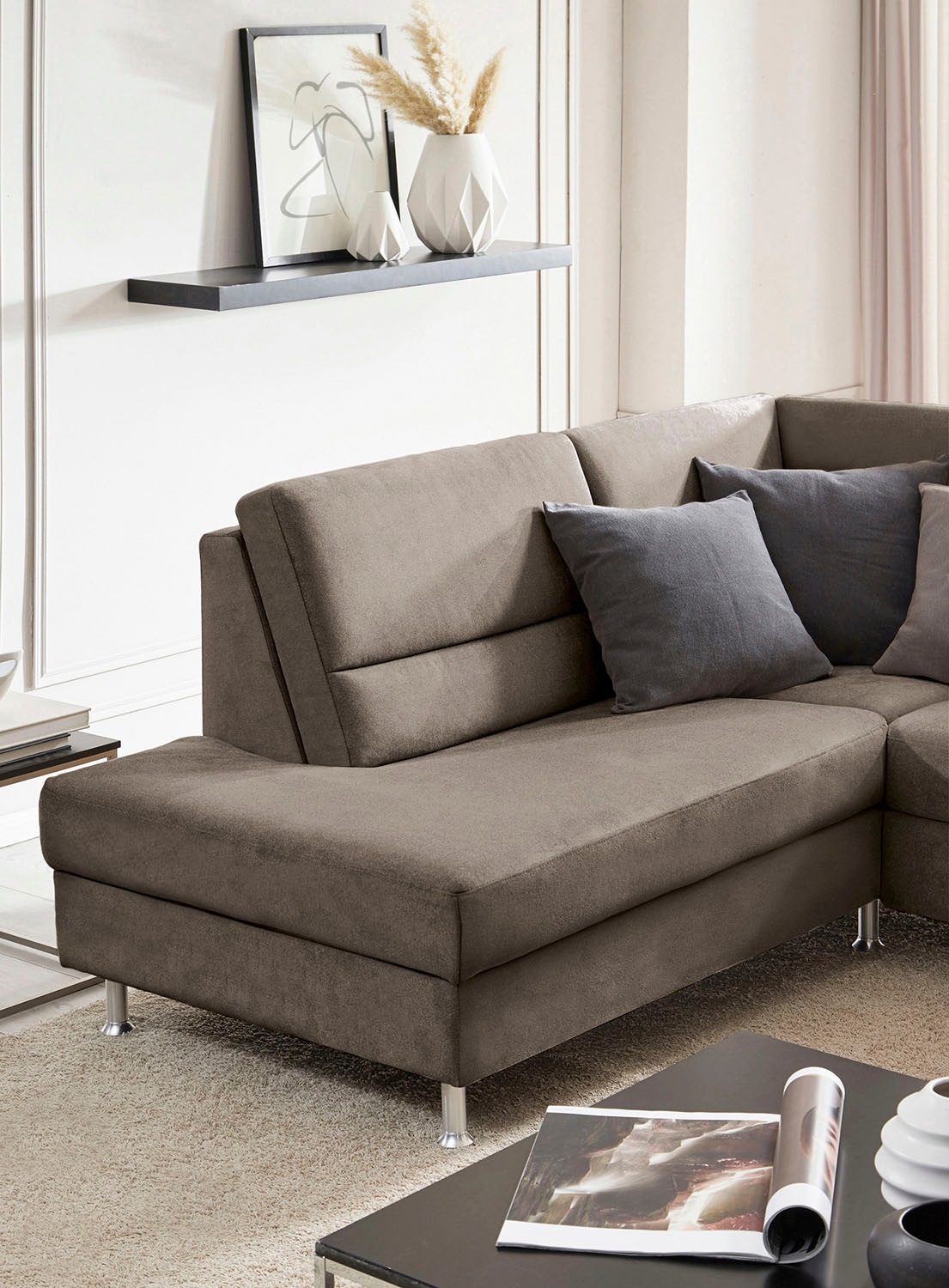 CALIZZA INTERIORS Ecksofa »Onyx L-Form«, Ottomane links oder rechts, wahlweise mit Bettfunktion, Breite 257 cm