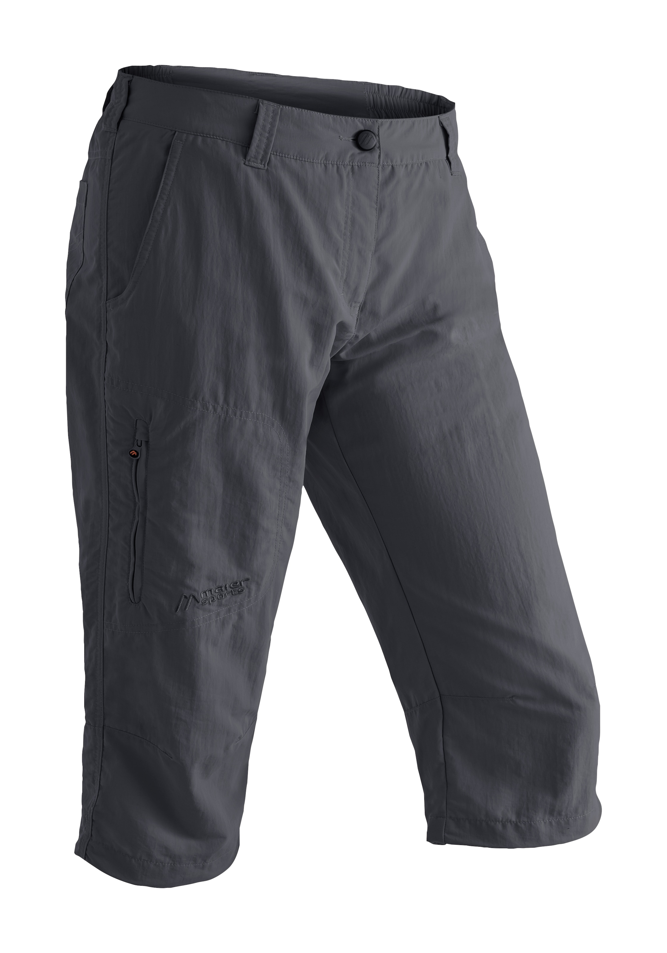 Caprihose MAIER SPORTS "Neckar", Damen, Gr. 36, Normalgrößen, schwarz, 100% Polyamid, Hosen Caprihose, kurze Hose Damen, luftige Wanderhose, leichte Outdoorhose, Reg Fit