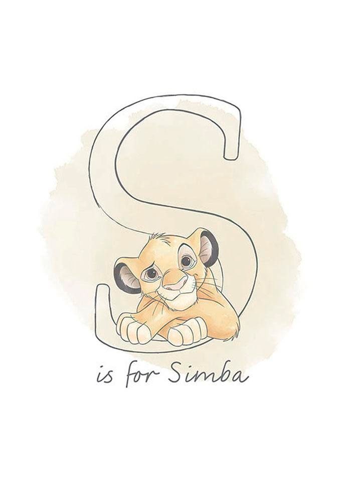 Komar Bild »S like Simba«, Disney, (1 St.), Wandbild zur Dekoration im Kinderzimmer - ohne Rahmen