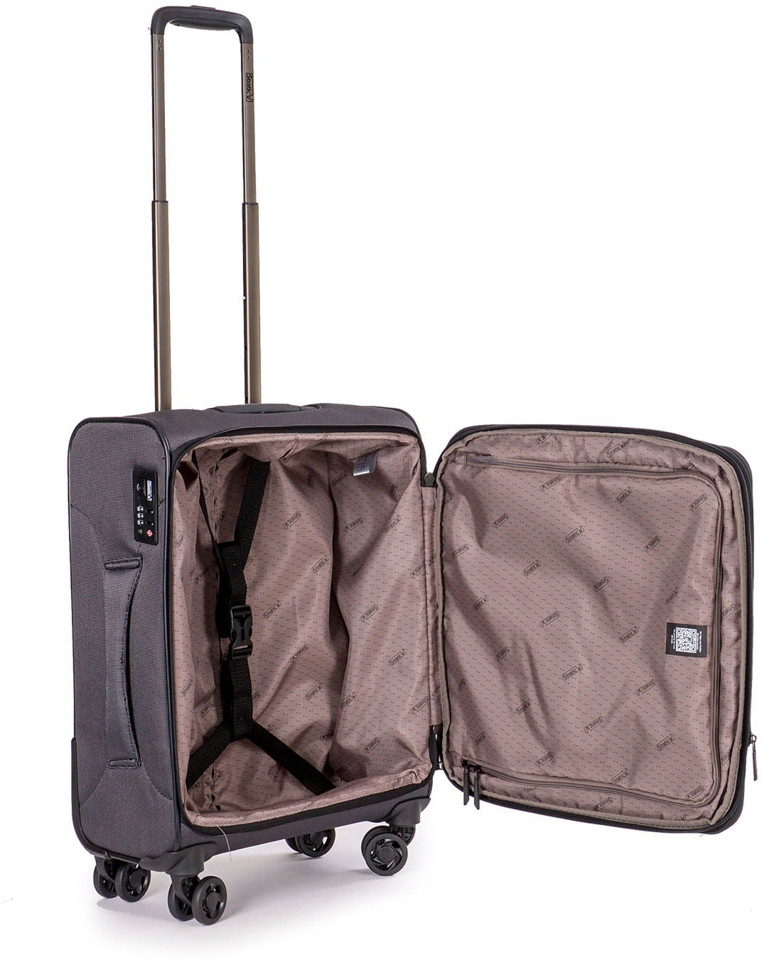 Stratic Weichgepäck-Trolley »Bendigo Light + S, black«, 4 Rollen, Handgepäck Reisekoffer Reisegepäck TSA-Zahlenschloss