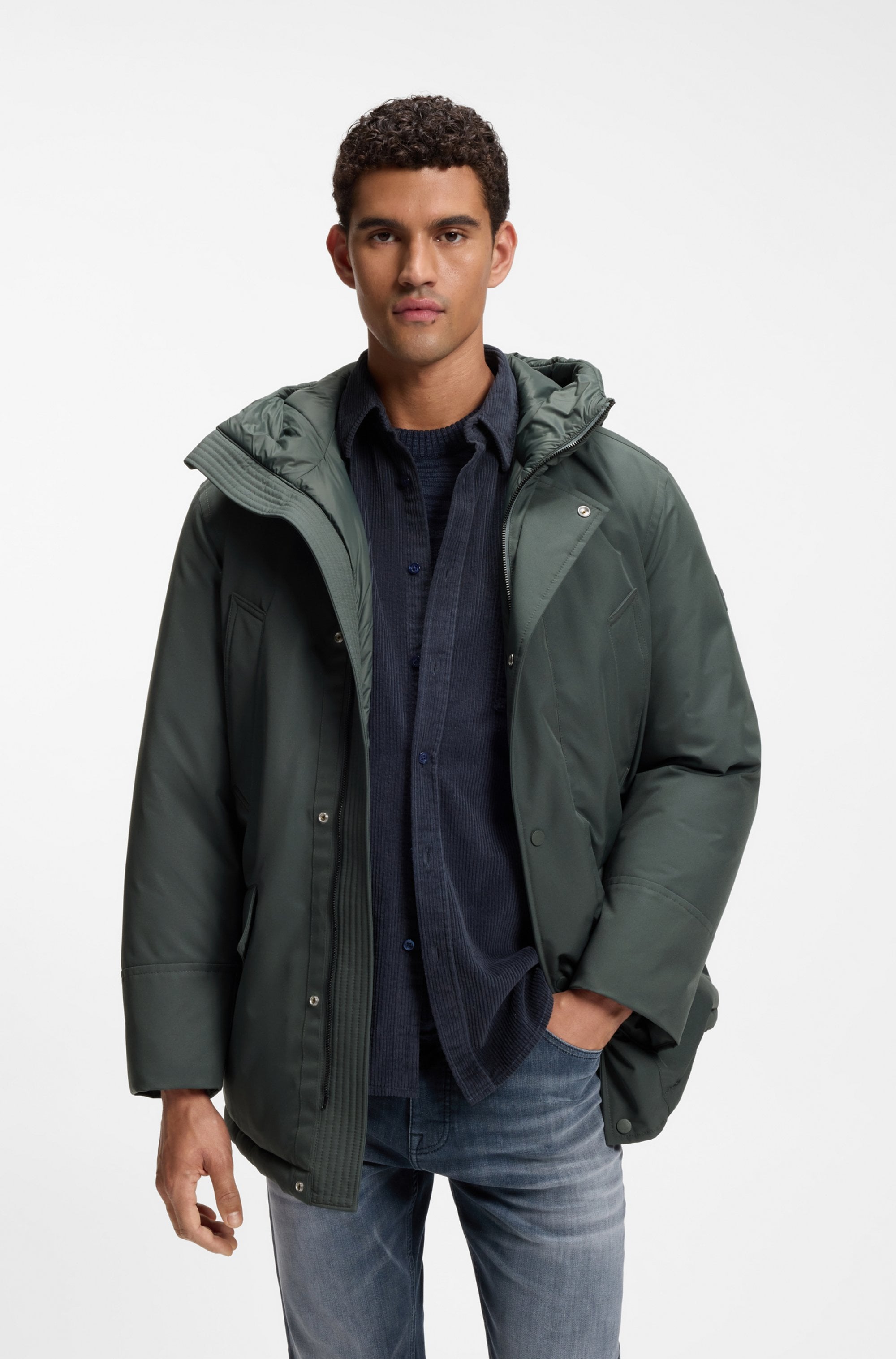 BOSS ORANGE Parka "Osiass1" mit Kapuze im Relaxed Fit, wasserabweisend