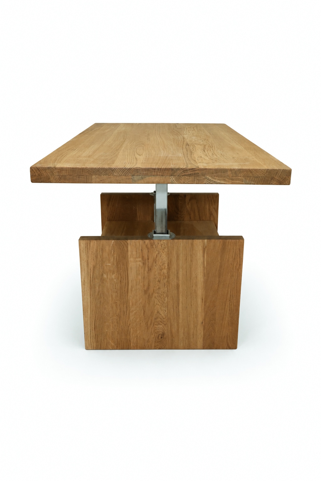 OTTO home Couchtisch »Ravenna, Kaffeetisch« Wildeiche Natur/Smoke massiv, Liftfunktion, Schublade, Ablage