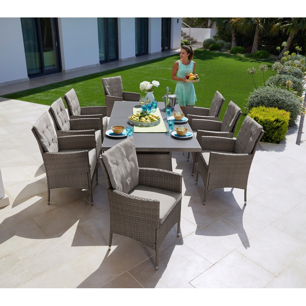 Garten-Essgruppe »Mailand«, (25 tlg.), 8 Sessel, Tisch 200x100 cm, Polyrattan....