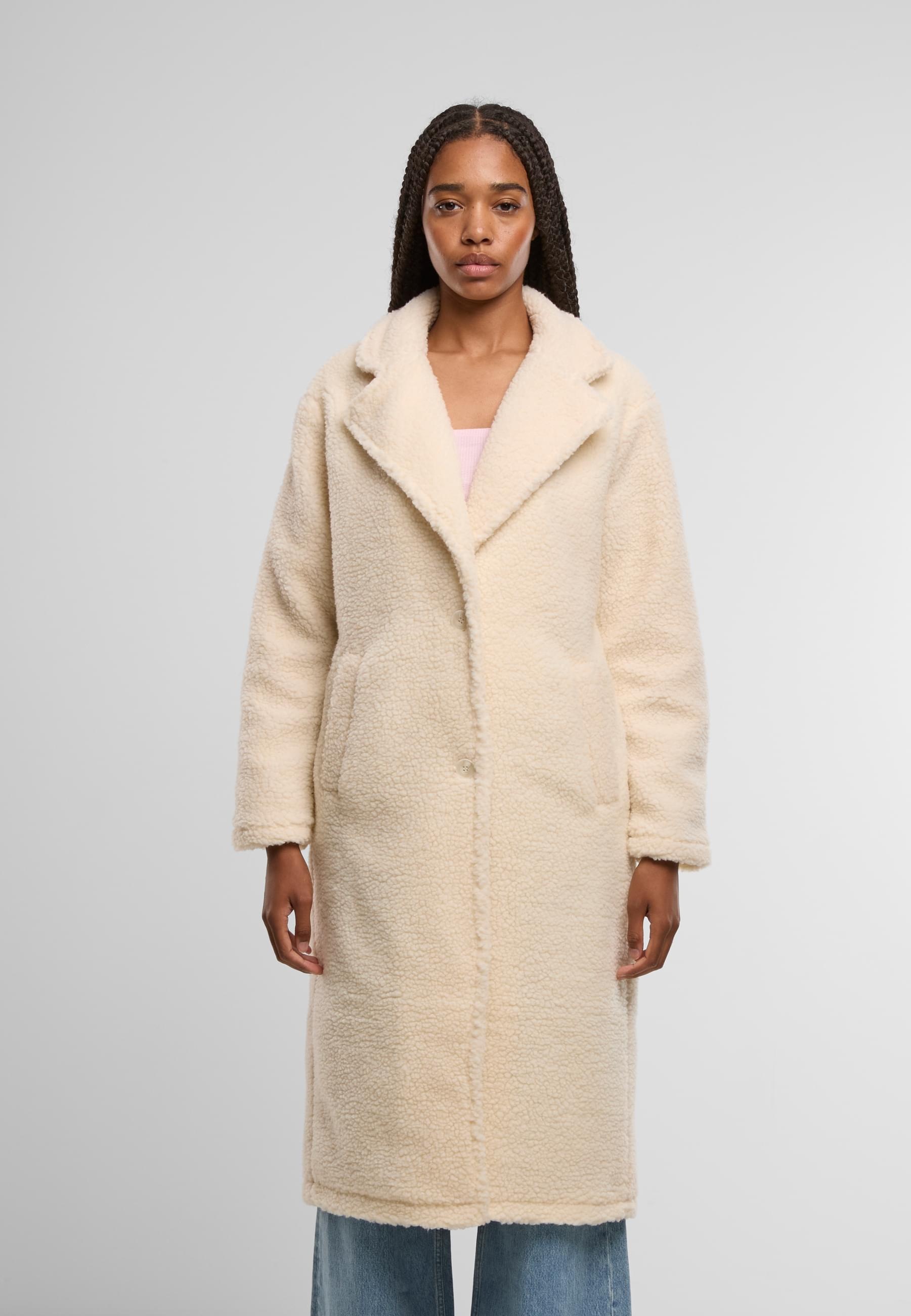 URBAN CLASSICS Winterjacke »Urban Classics Ladies Teddy Long Coat«, (1 St.), ohne Kapuze