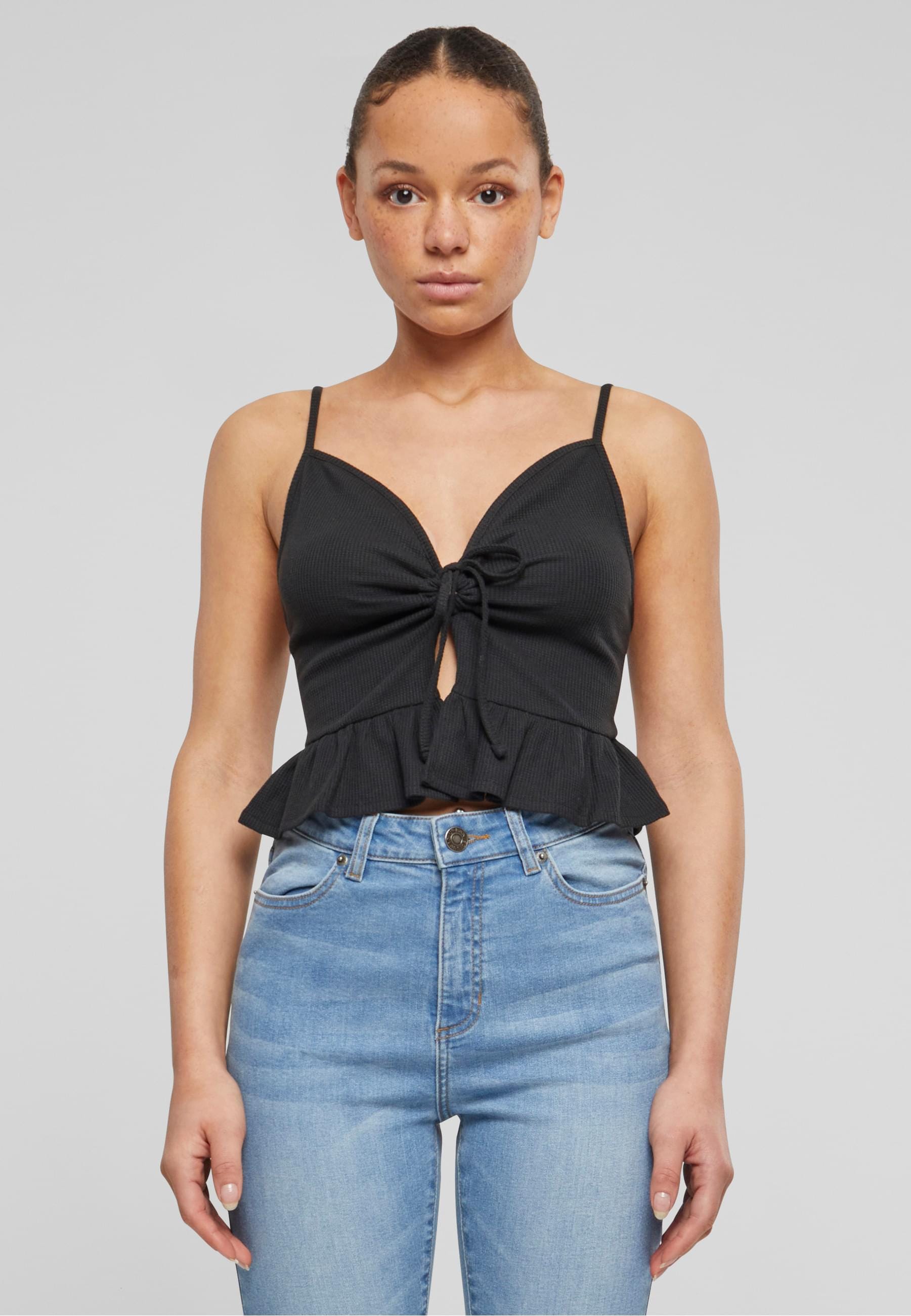 URBAN CLASSICS Bügelloser BH »Urban Classics Damen Ladies Waffle Pique Ruffle Top«