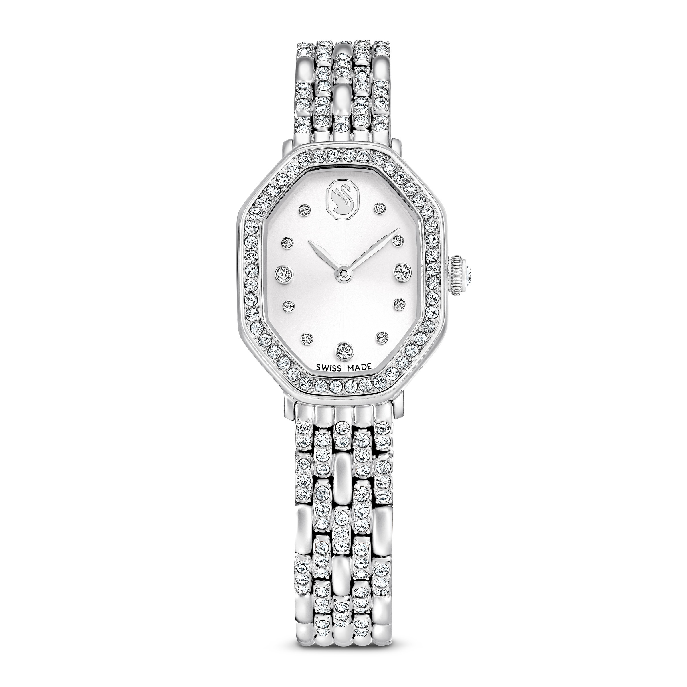 Quarzuhr SWAROVSKI "DEXTERA OCTAGON", silber (silberfarben), Armbanduhren, Damen, Quarzuhr, Armbanduhr, Damenuhr, Swiss Made, Edelstahlarmband, analog 4