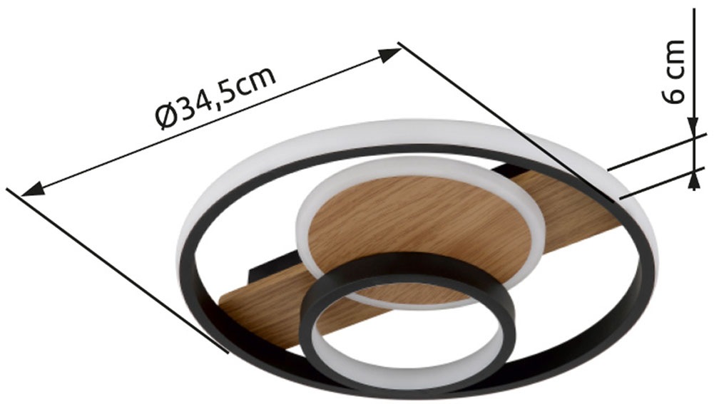 GLOBO LIGHTING Deckenleuchte »PIKARA« LED-Modul 1 Stk. Warmweiß Deckenlampe Wohnzimmer-Leuchte Schlafzimmer-Leuchte Flur Küche