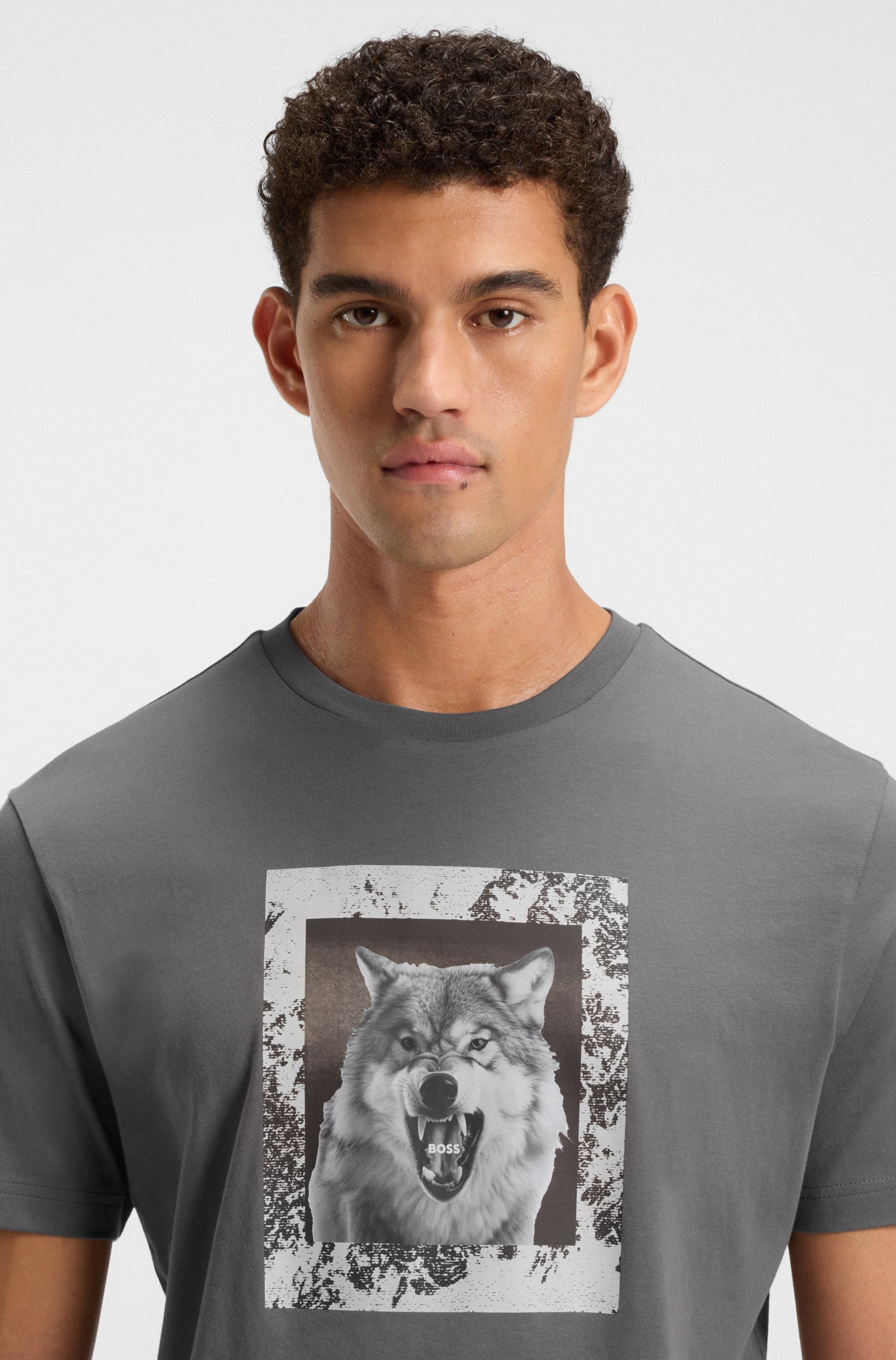 BOSS ORANGE T-Shirt "Te lupo", runder Ausschnitt, regular fit, Fotodruck günstig online kaufen