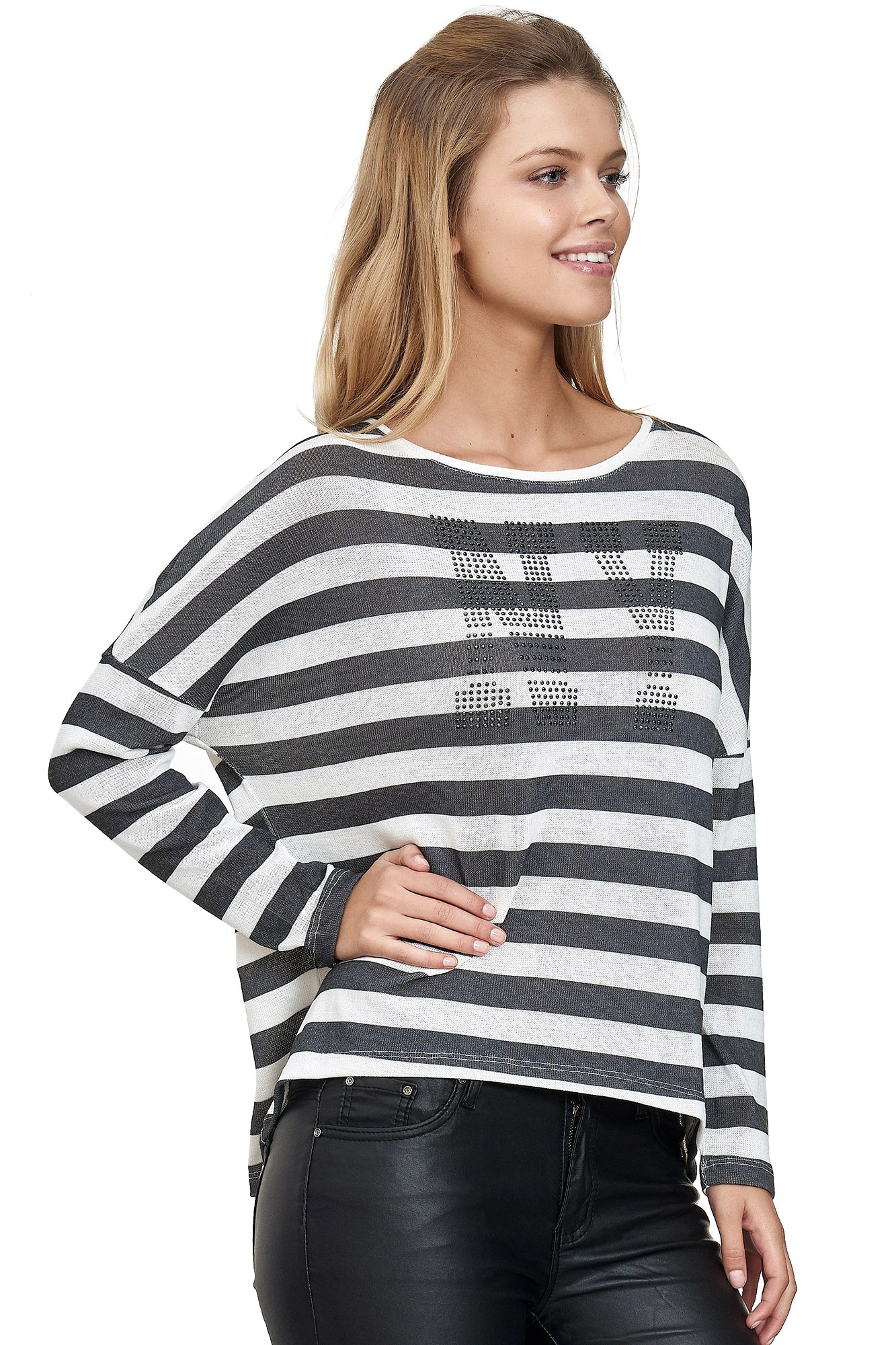 Decay Langarmshirt, mit Strassstein-Schriftzug