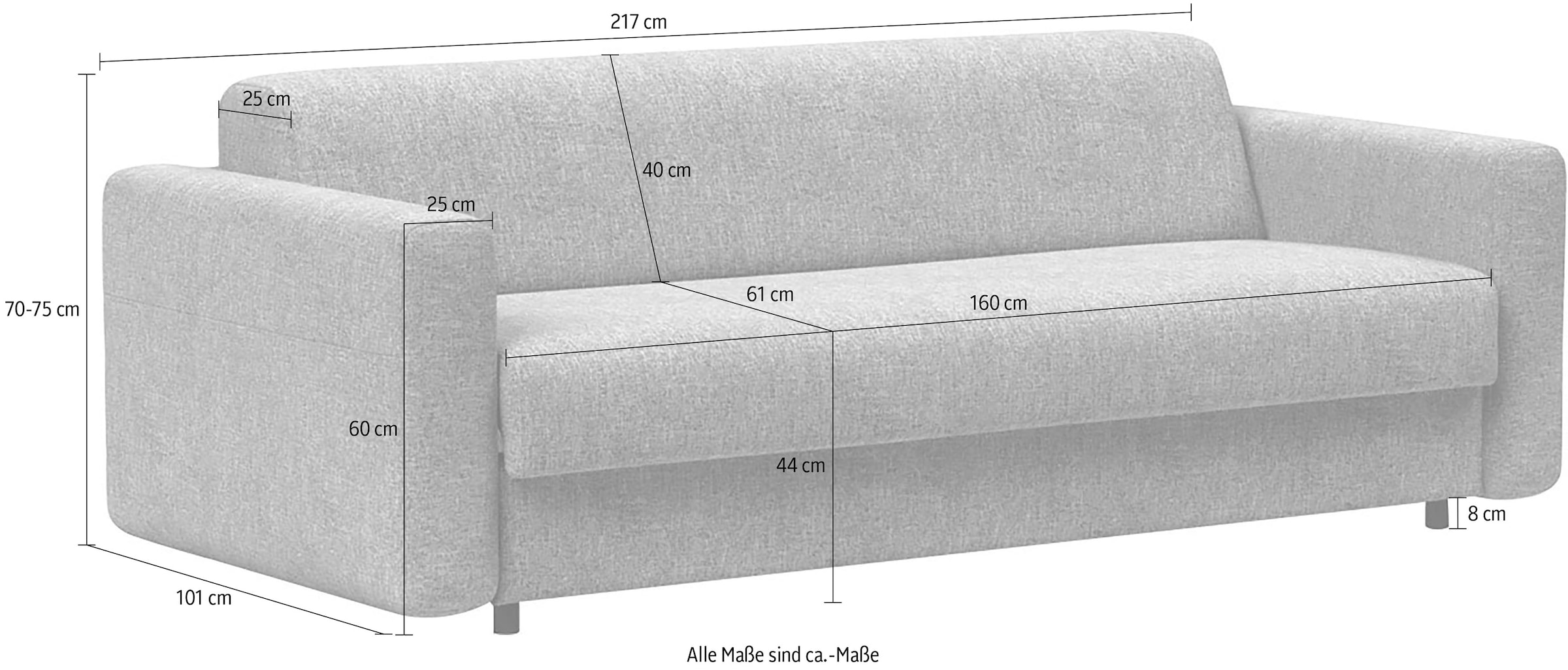 INNOVATION LIVING ™ 3,5-Sitzer »Killian hochwertige Dauerschlaffunktion, Design und extra Komfort,«, innenliegende Federkernmatratze; Schlafhöhe 55cm