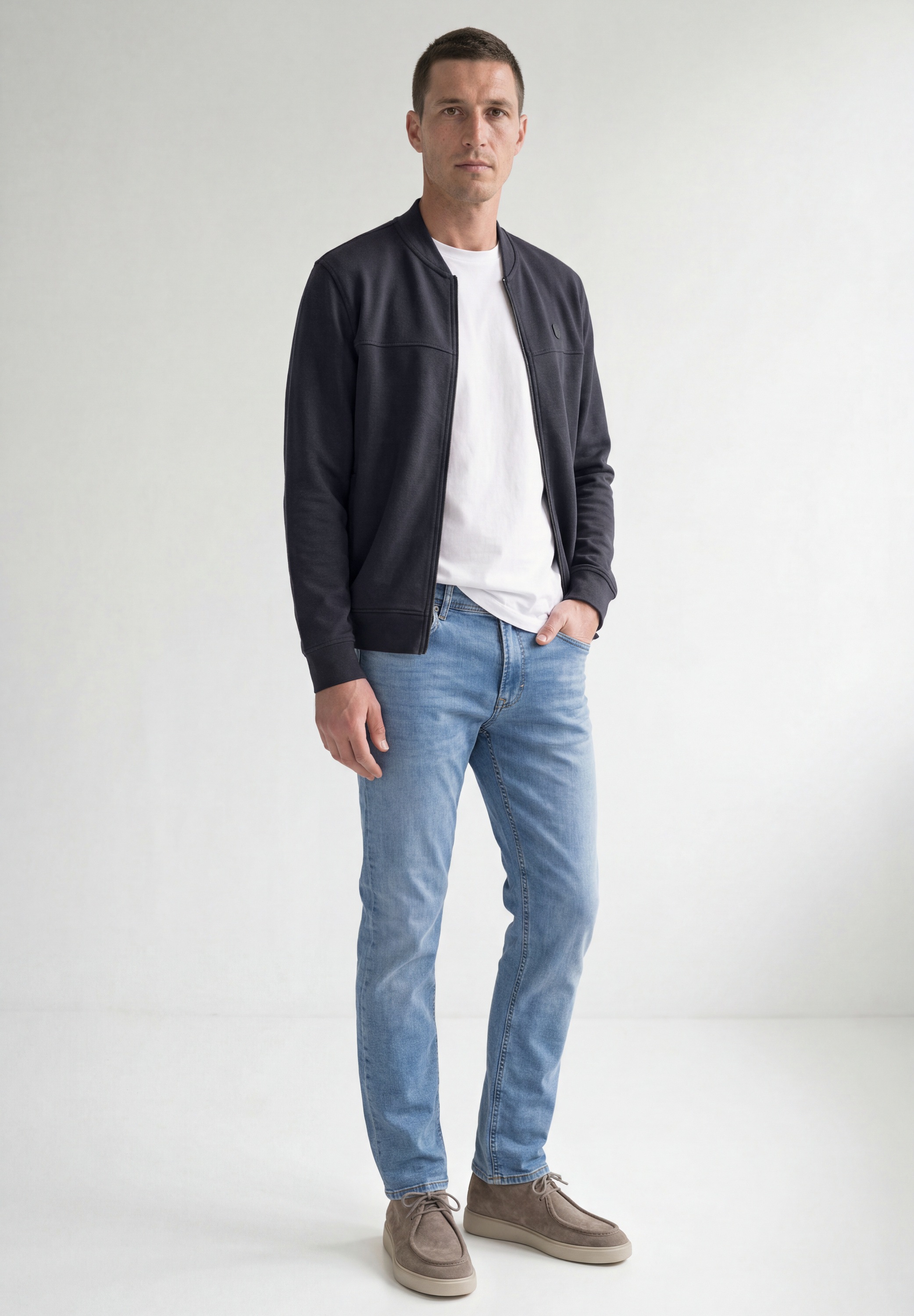 STREET ONE MEN Sweatjacke mit Piqué-Struktur