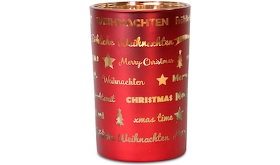RIFFELMACHER & WEINBERGER Windlicht »Fröhliche Weihnachten, Weihnachtsdeko rot«, mit... kaufen
