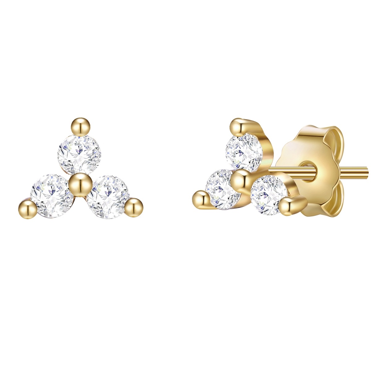 "Paar Ohrstecker LULU & JANE ""Set: AV220"", gold (gelbgold, weiß), Ohrringe, Damen, 4,5,mit Zirkonia, Messing, mit Zirkonia"