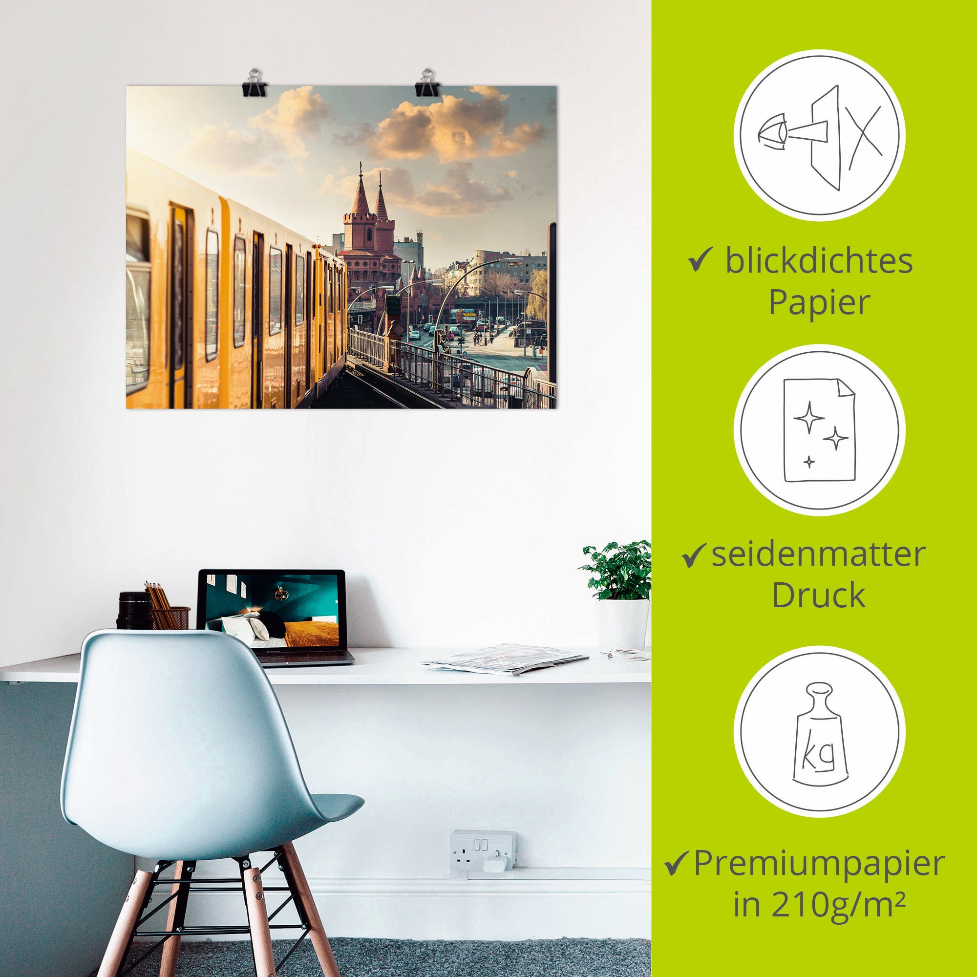 Artland Poster »Berlin Oberbaumbrücke 2«, Deutschland, (1 St.), als Alubild, Leinwandbild, Wandaufkleber oder Poster in versch. Größen