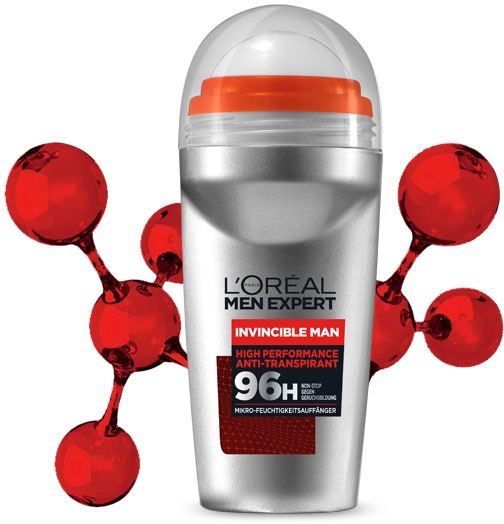 L'ORÉAL PARIS MEN EXPERT Deo-Roller »Invicible 96h«, (Packung, 6 tlg.), mit hoher Zuverlässigkeit