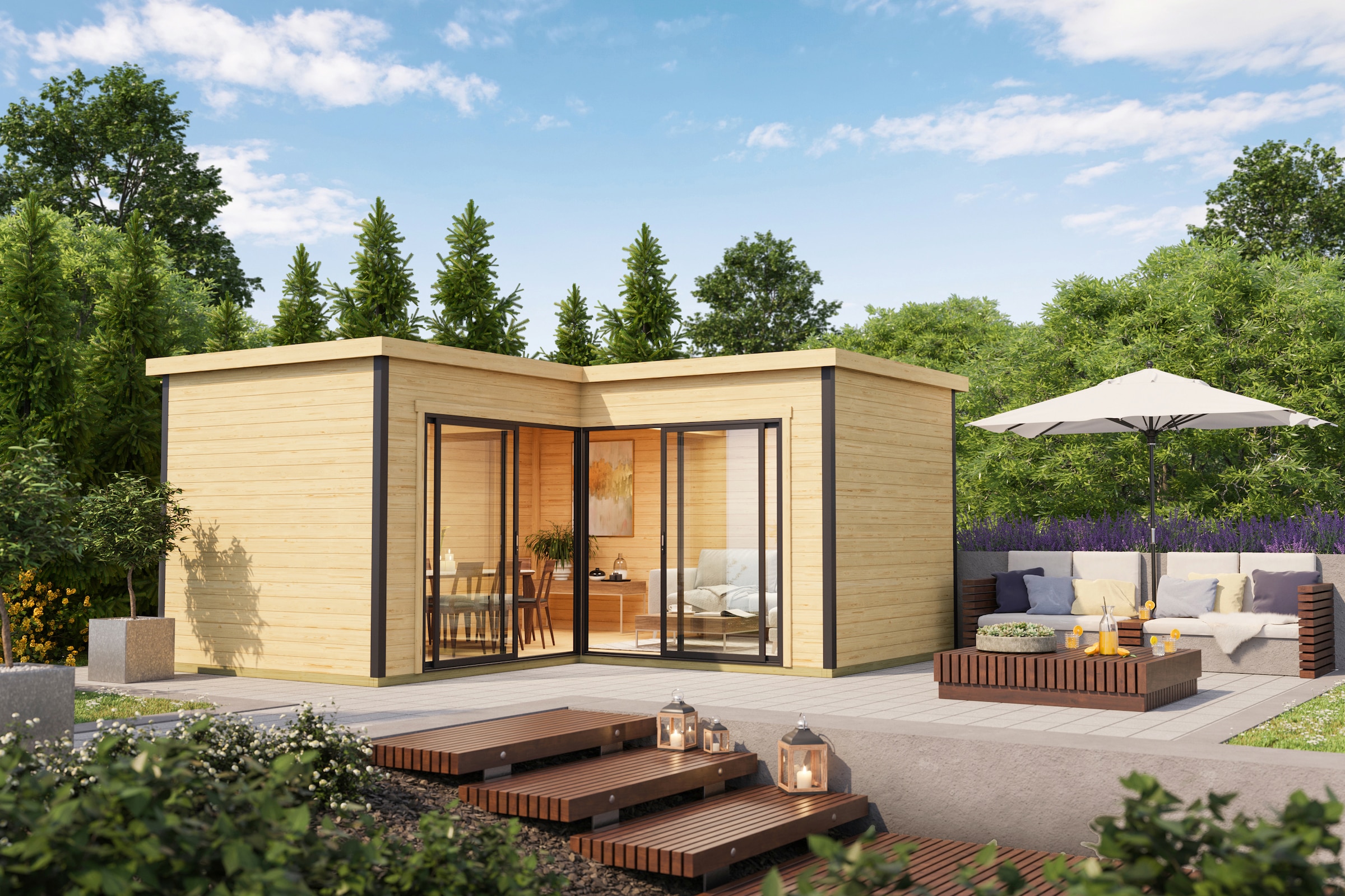 LASITA MAJA Gartenhaus "DOMEO 6 NATUR/ANTHRAZIT" Fundamentmass 5000 x 5000, günstig online kaufen