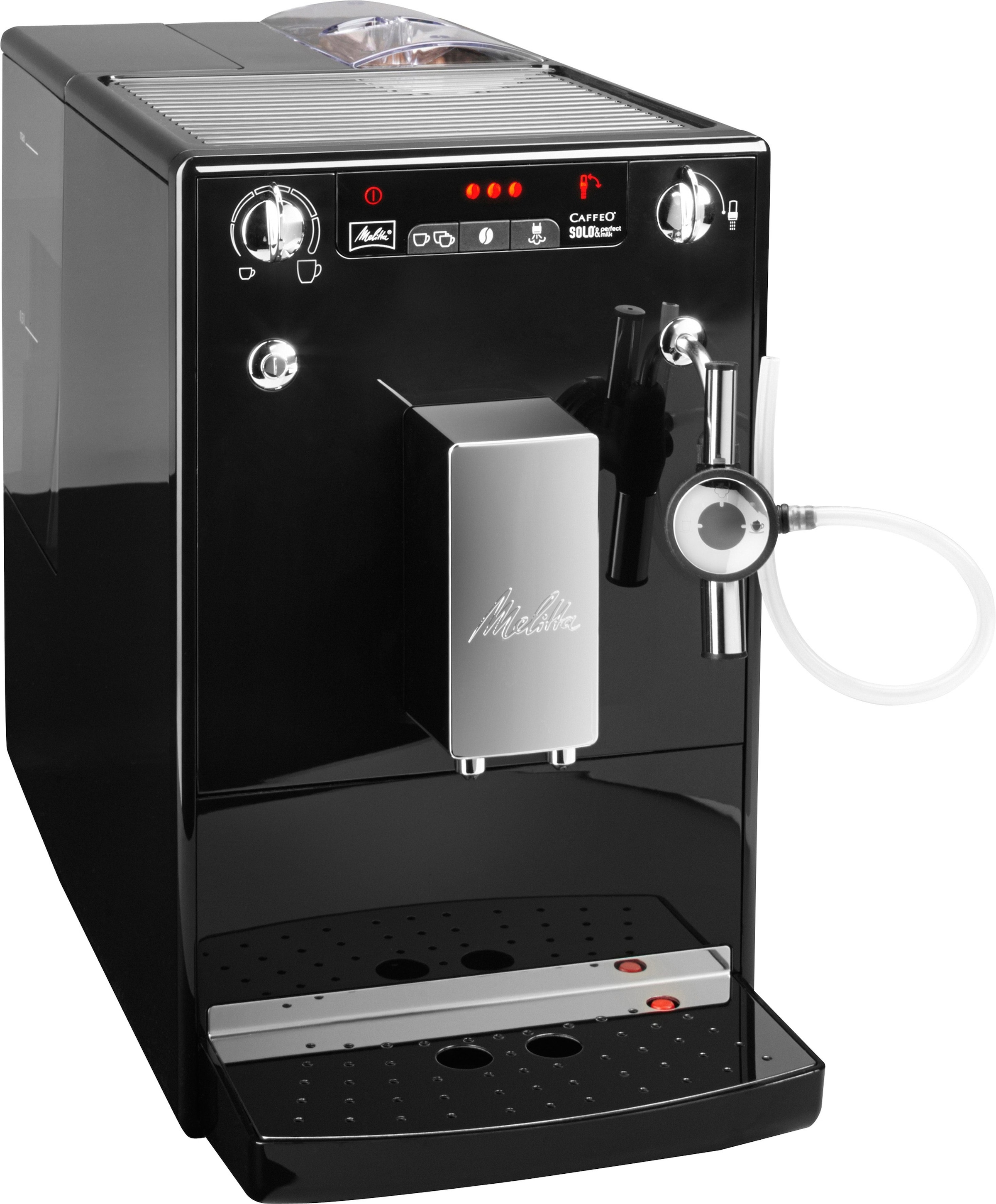 Melitta Kaffeevollautomat »Solo® & Perfect Milk E 957-201, schwarz«, Café crème&Espresso per One Touch, Milchsch&heiße Milch per Drehregler