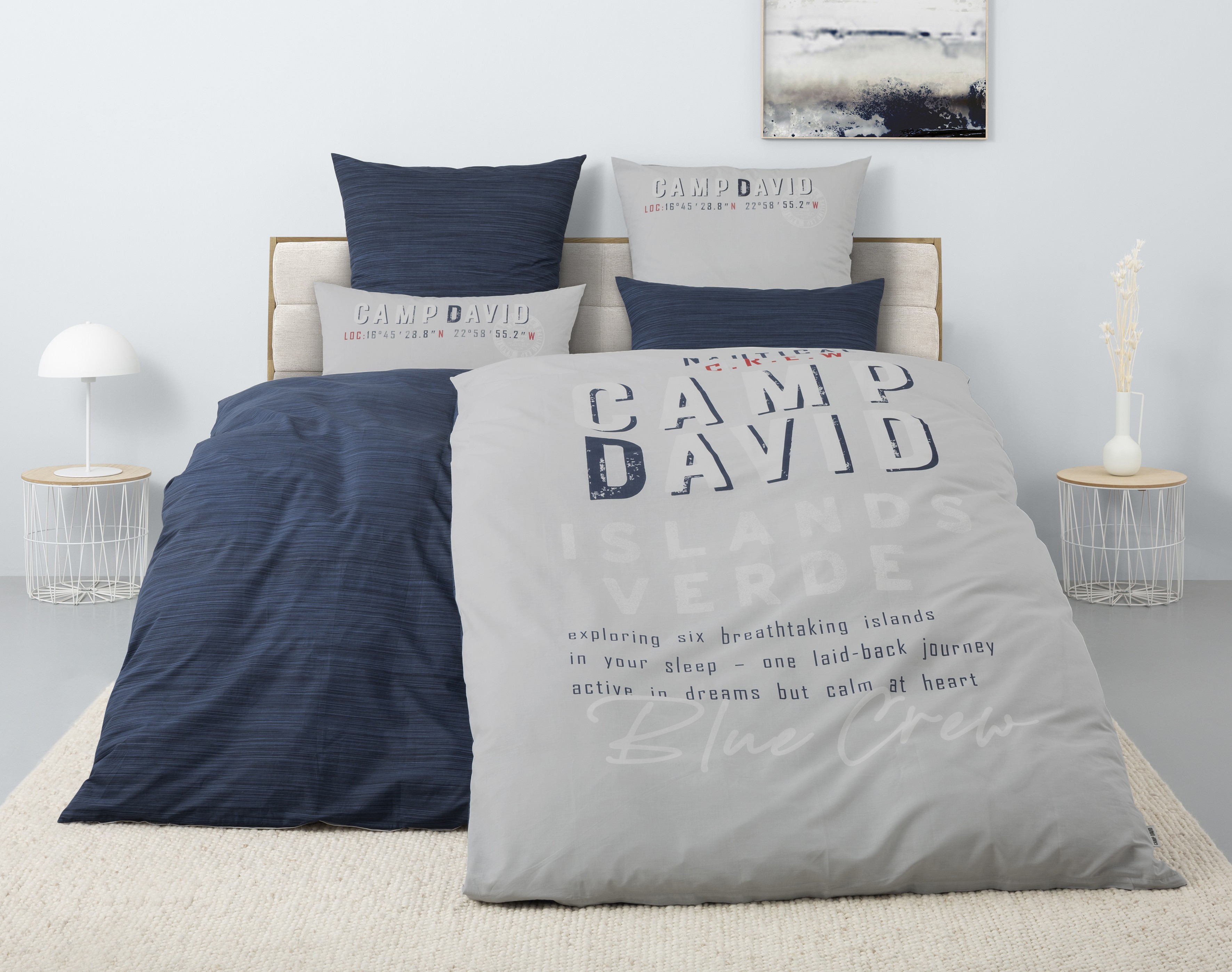 CAMP DAVID Wendebettwäsche "Jerre" 2 tlg. NEUHEIT Bettwäsche ab 135x200cm, mit Schriftzug