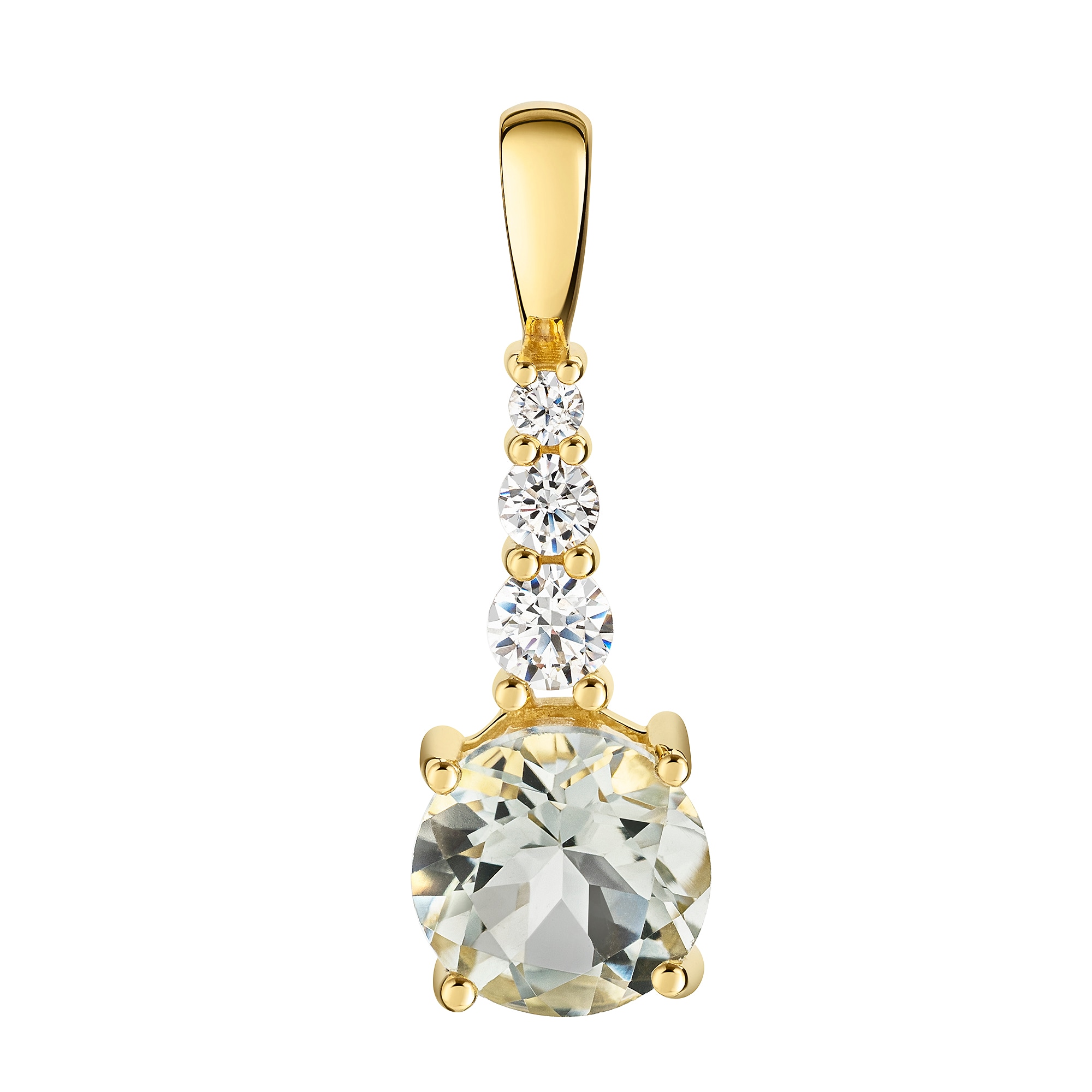 Kettenanhänger FIRETTI "Schmuck Geschenk Gold 333 Halsschmuck Anhänger", gelbgoldfarben, hellgrün, kristallweiß, hellgrün, kristallweiß, Schmuckanhänger, Damen, Gelbgold 333, 0,7 g, Kettenanhänger, mit Amethyst, Zirkonia (synth.)