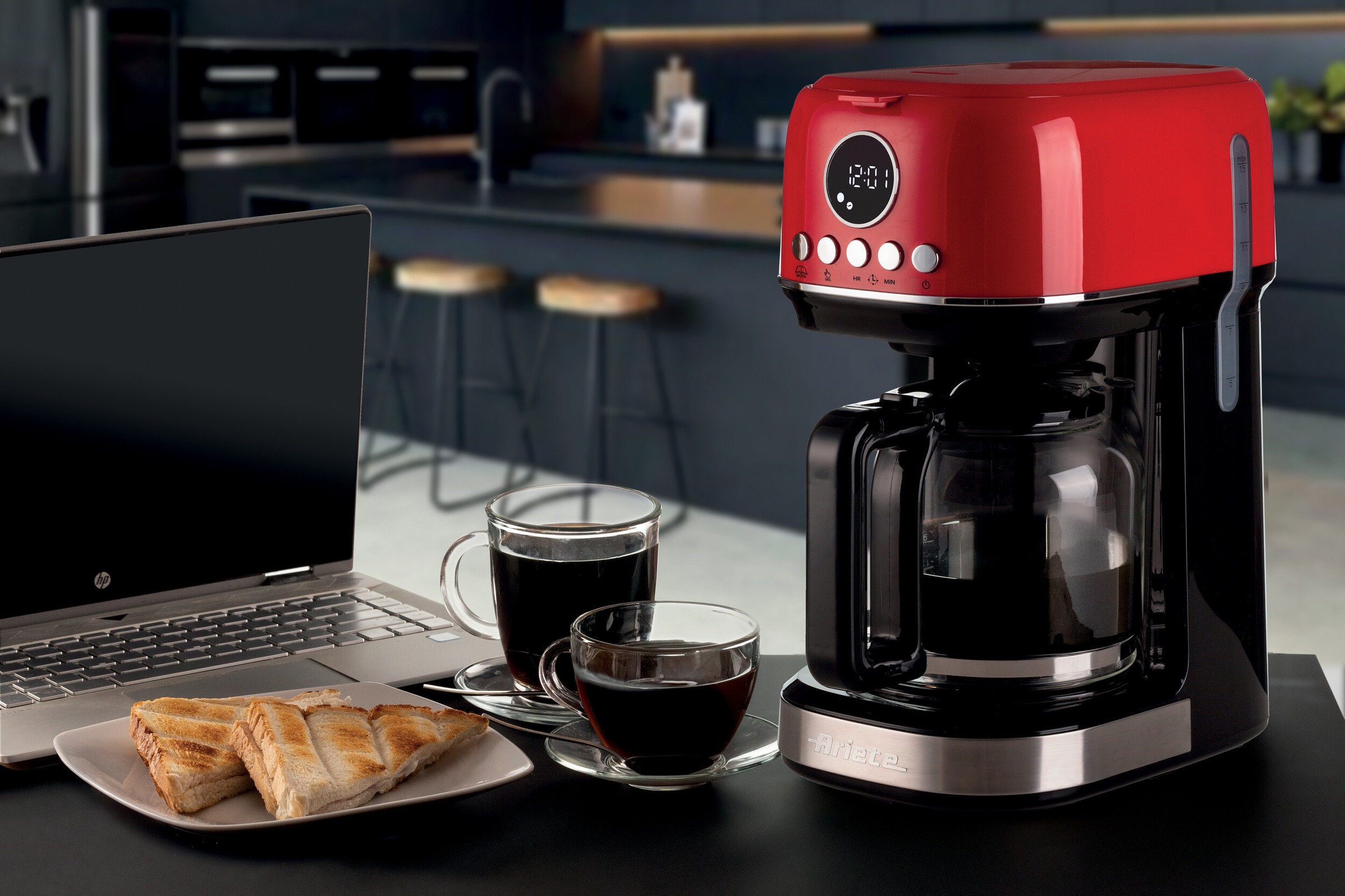 Ariete Filterkaffeemaschine »1396R Moderna rot,1,5 L mit Timer, Programmwahl und Warmhaltefunktion«, Permanentfilter